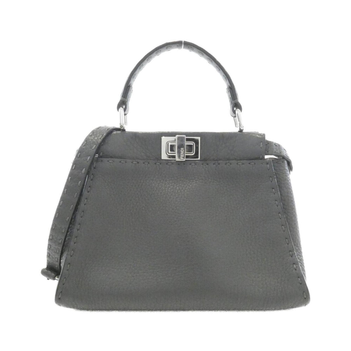 Fendi Gray Leather Handbag (Pre-Owned)