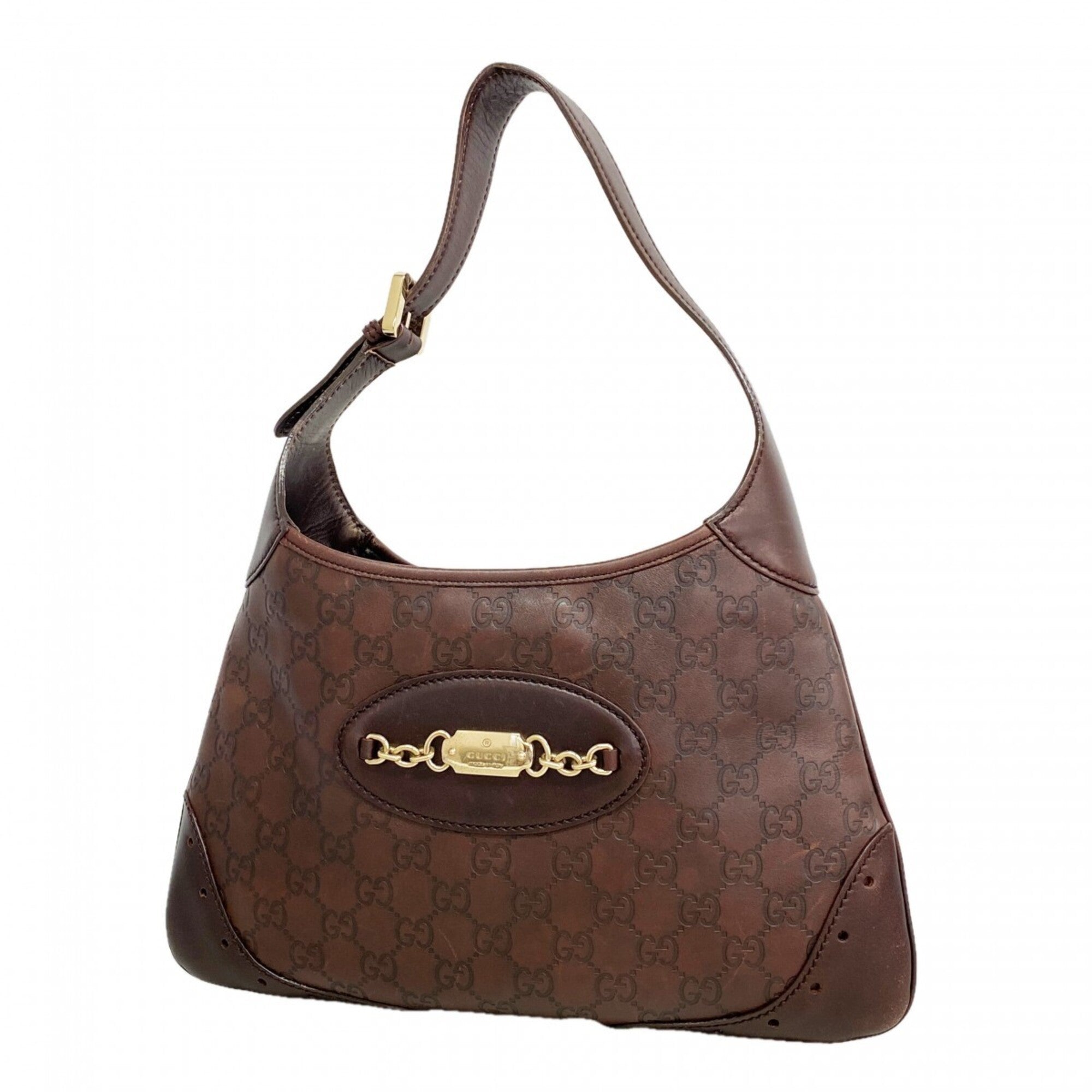 Gucci Dark Brown Leather Shoulder Bag (Pre-Owned)