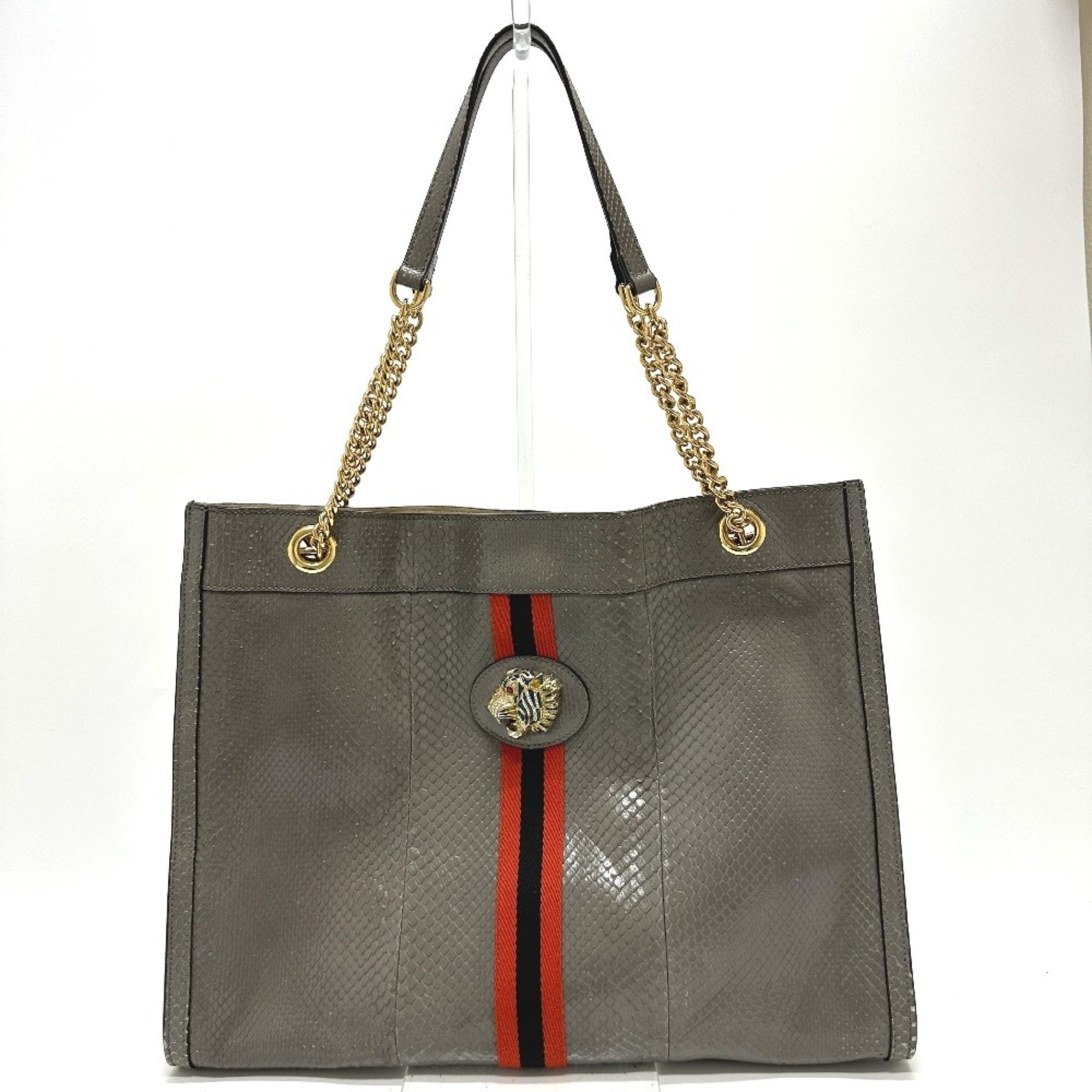 Gucci Gray Leather Shoulder Bag Tote Bag (Pre-Owned)