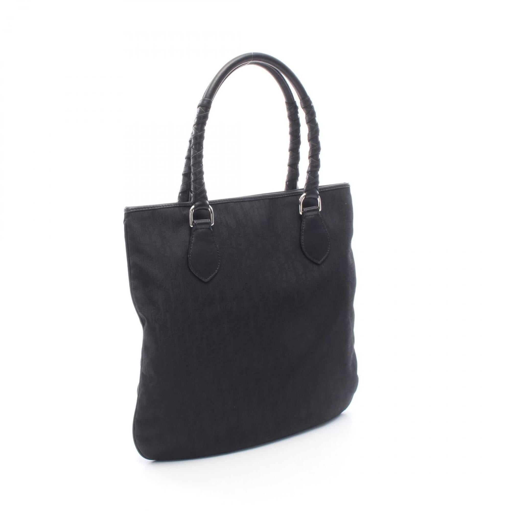 Christian Dior Black Leather Nylon Handbag Tote Bag (Pre-Owned)