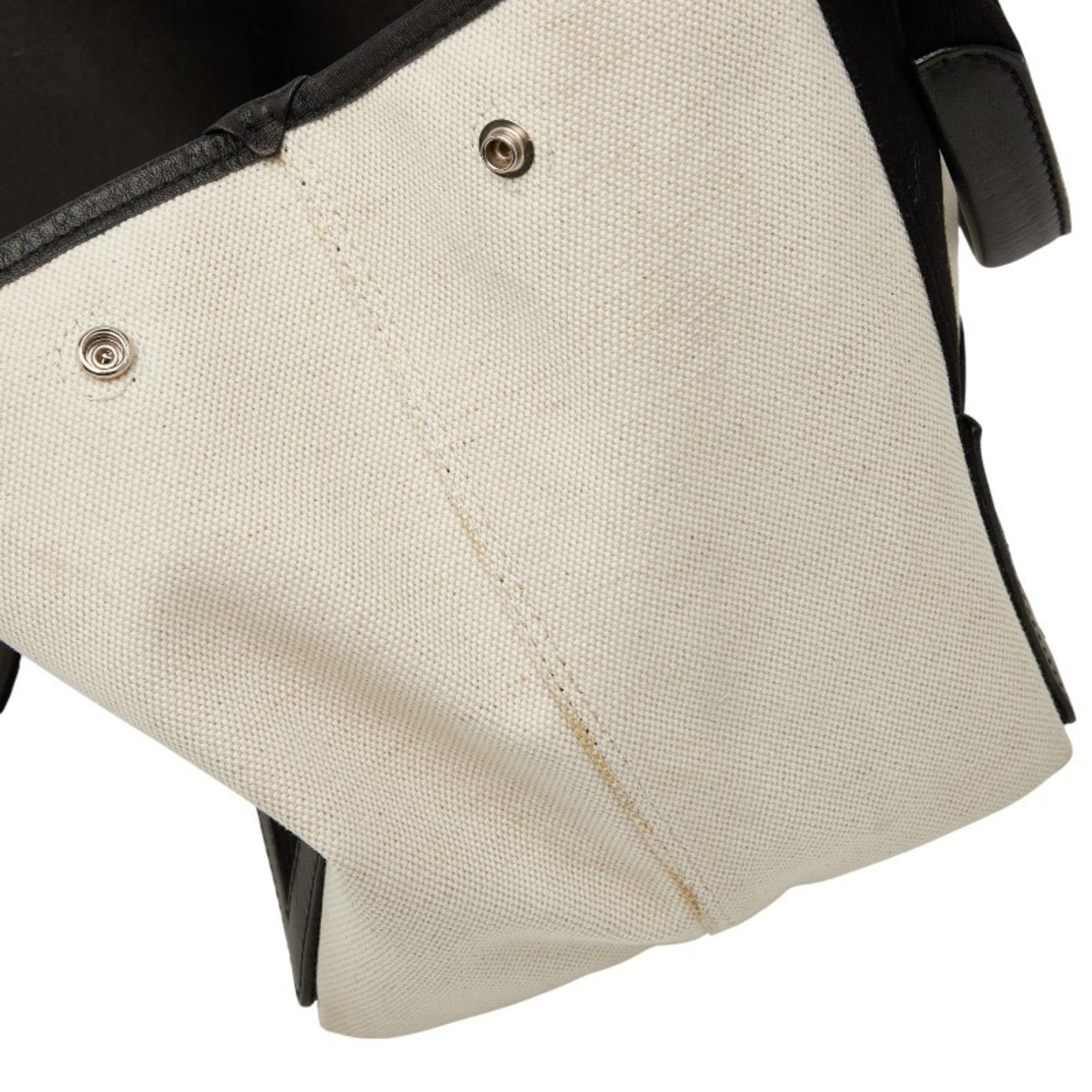 Balenciaga Beige Black Canvas Leather Handbag (Pre-Owned)