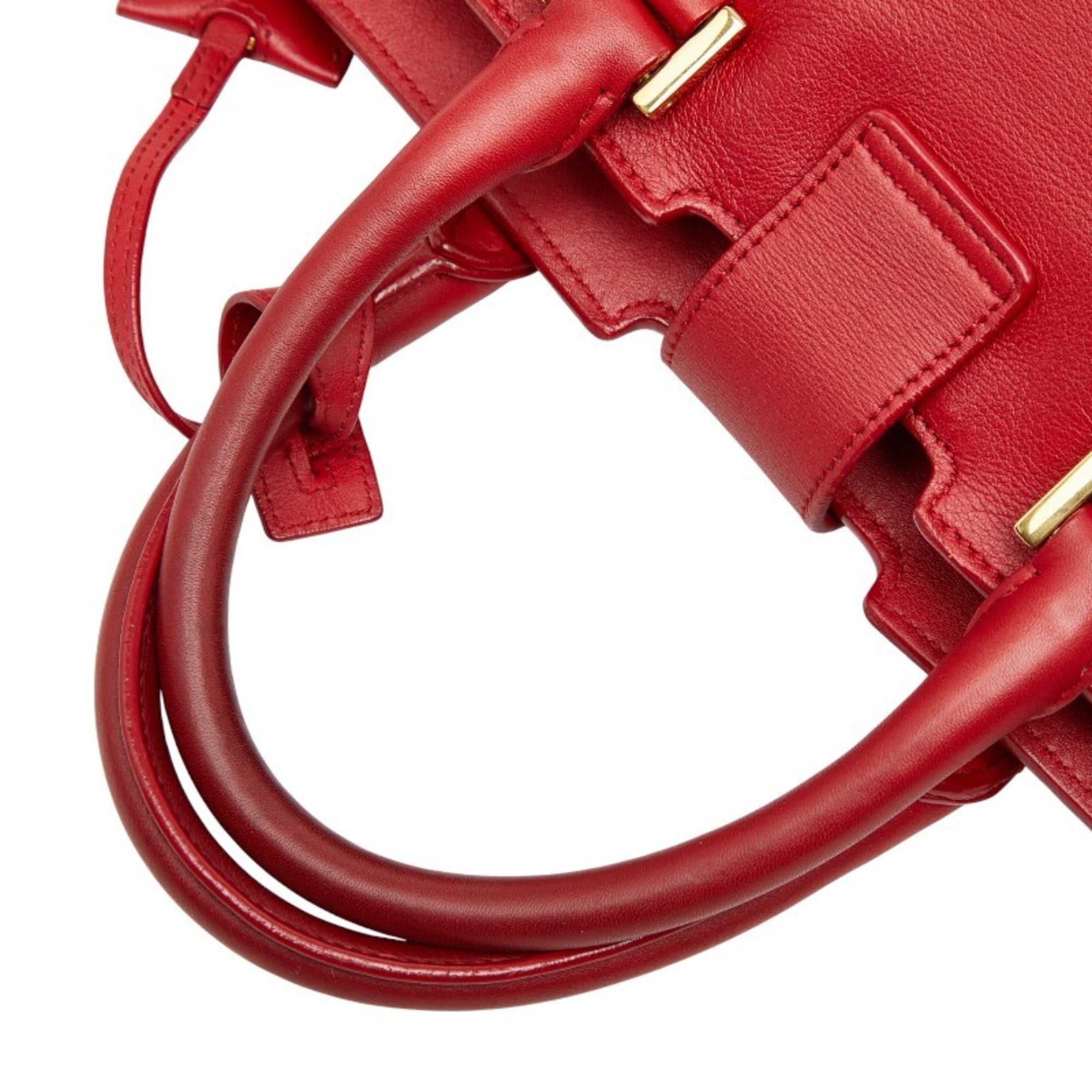 Saint Laurent Gold Red Color Leather Handbag Shoulder Bag (Pre-Owned)