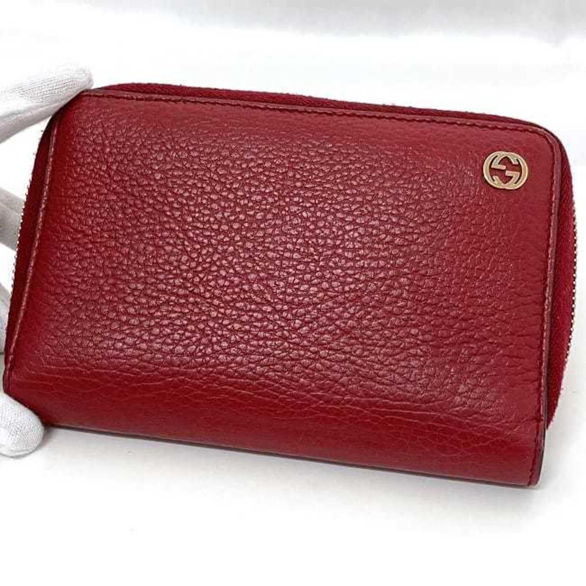 Gucci Red Color Leather Wallet (Bi-Fold) (Pre-Owned)