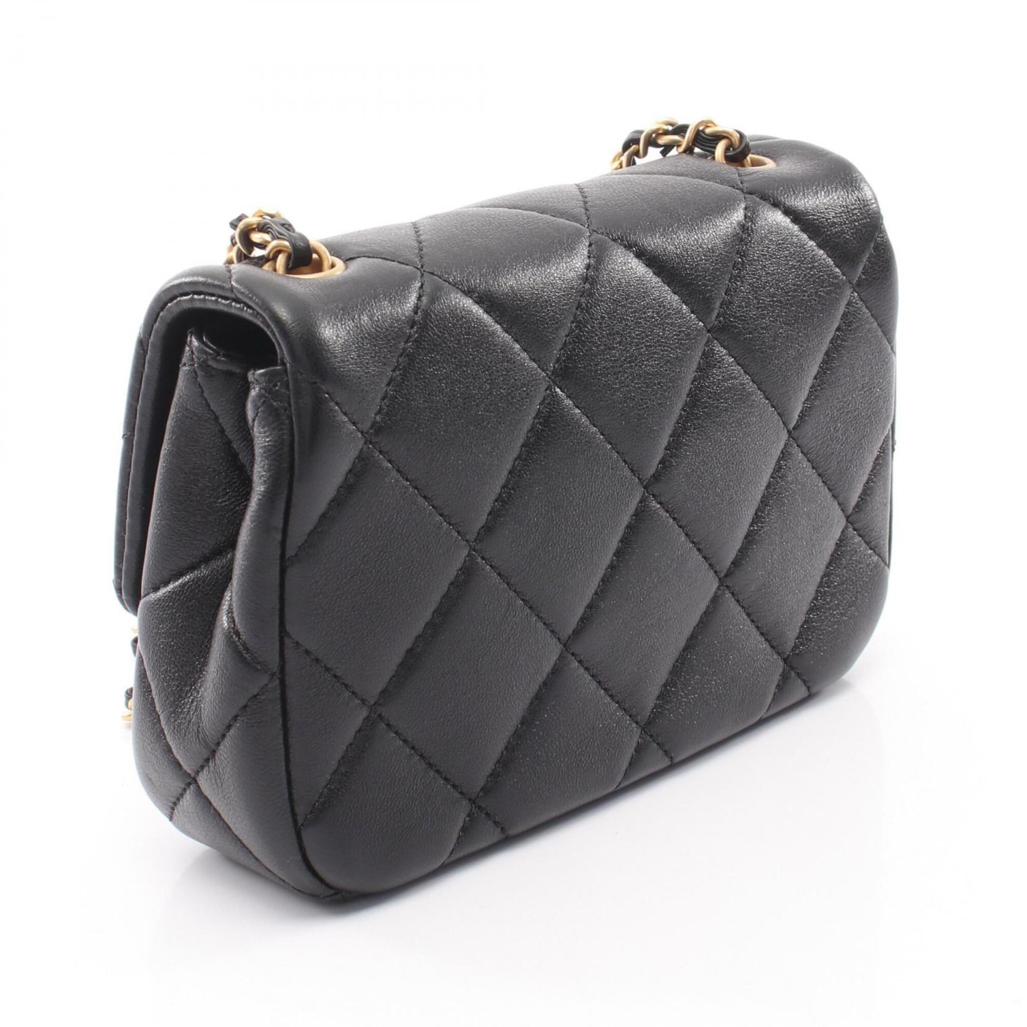 Chanel Black Leather Handbag Shoulder Bag (Pre-Owned)