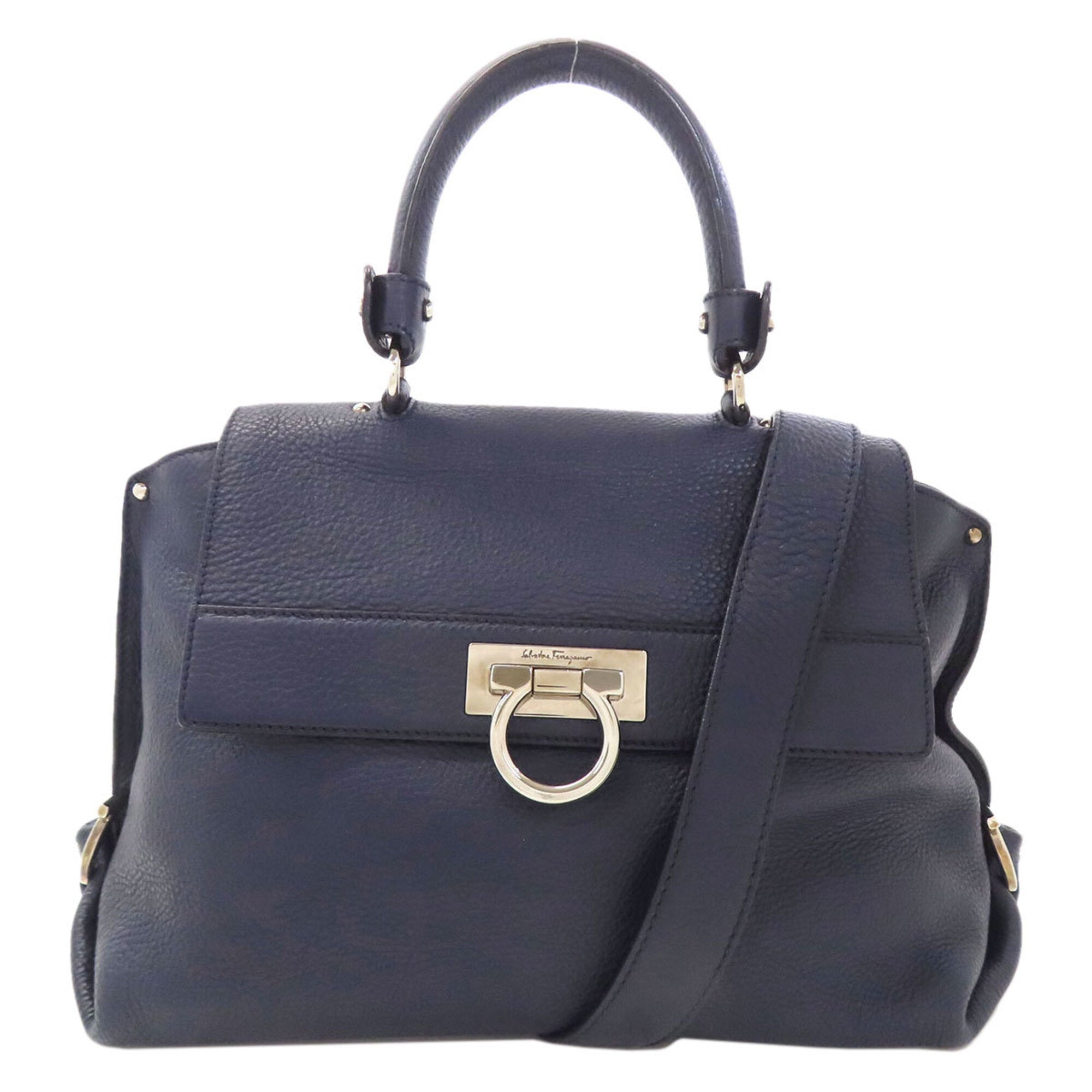 Salvatore Ferragamo Navy Leather Handbag (Pre-Owned)