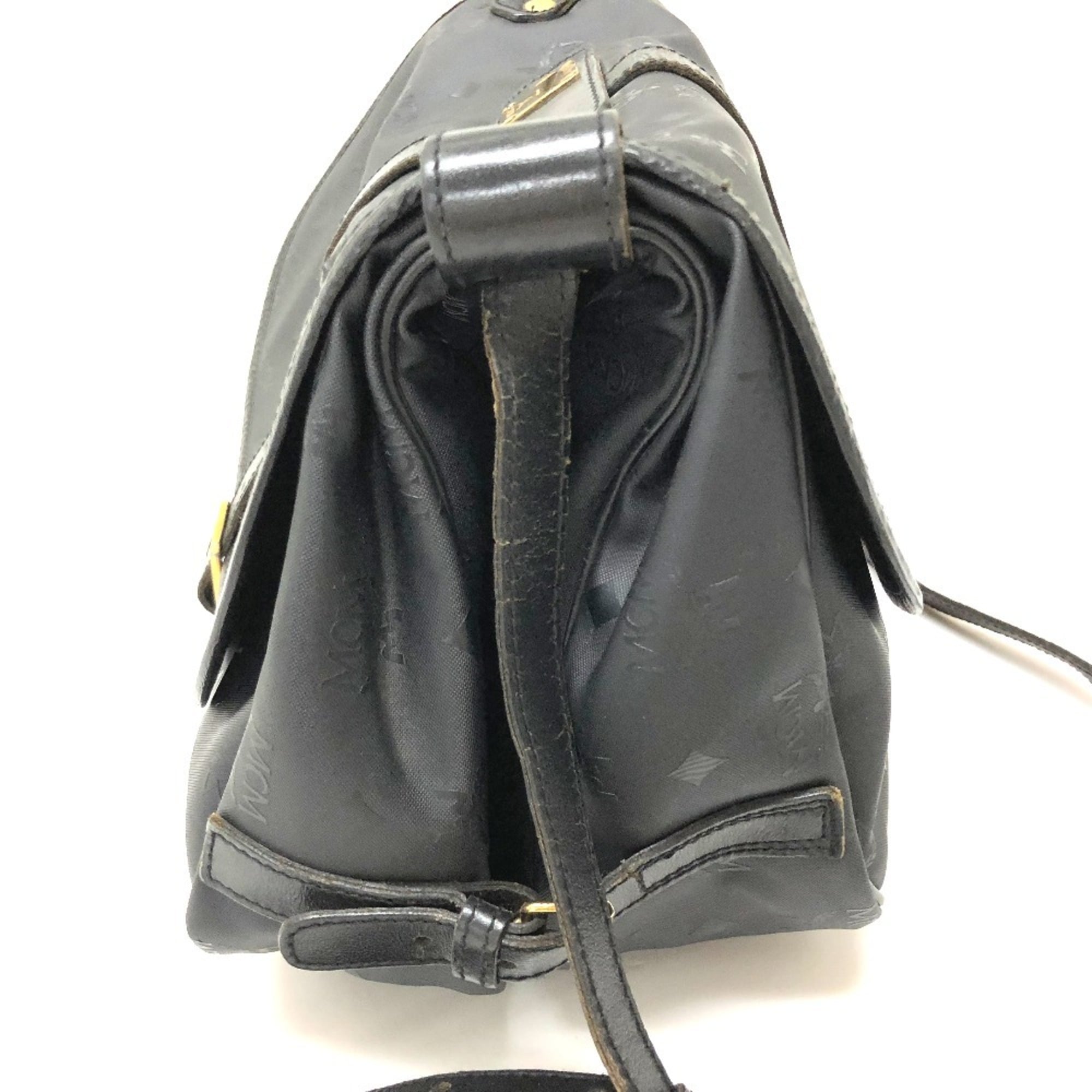 Mcm Black Pvc Leather Messenger Bag Shoulder Bag (Pre-Owned)