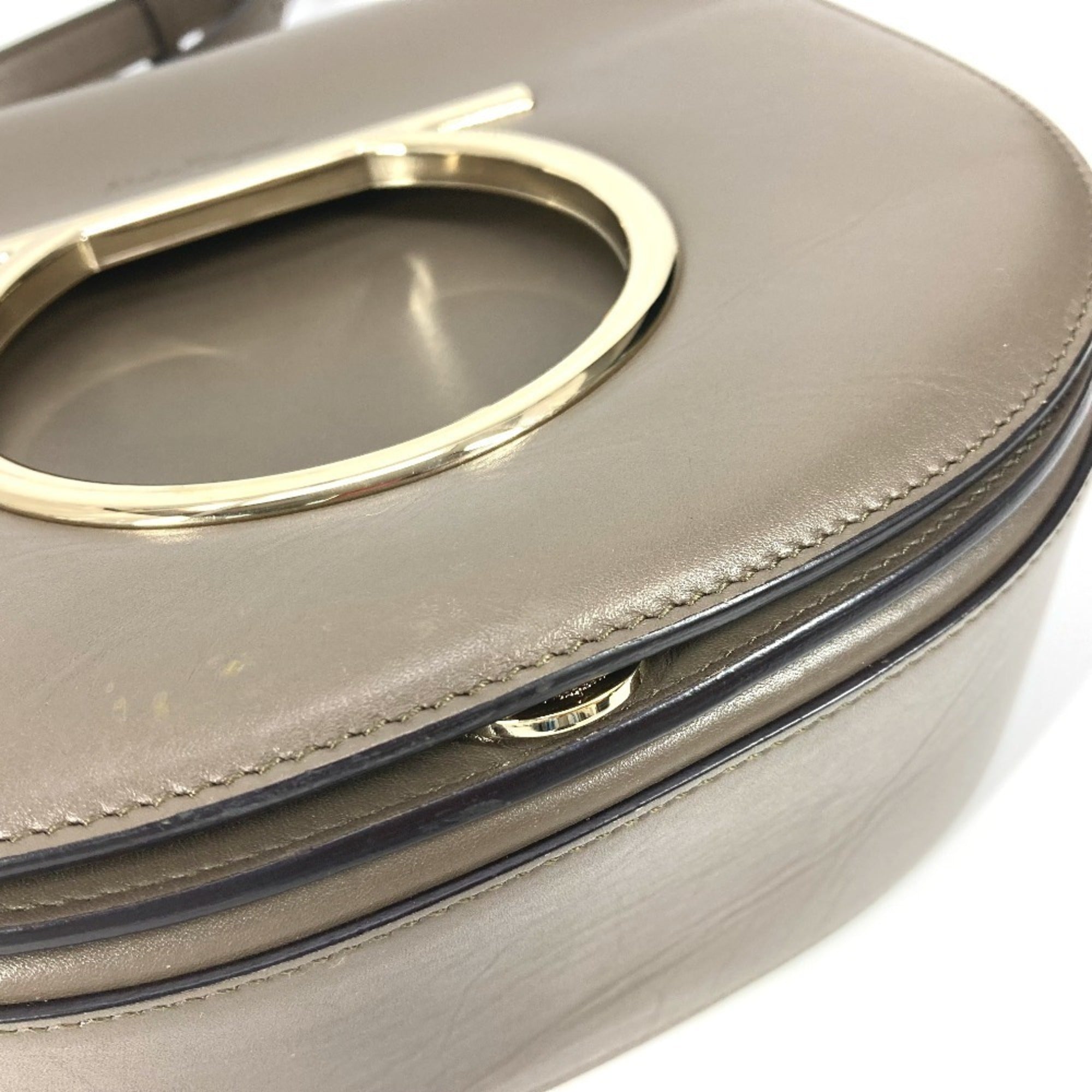 Salvatore Ferragamo Gancini Grayish Leather Clutch Bag Pochette Shoulder Bag (Pre-Owned)