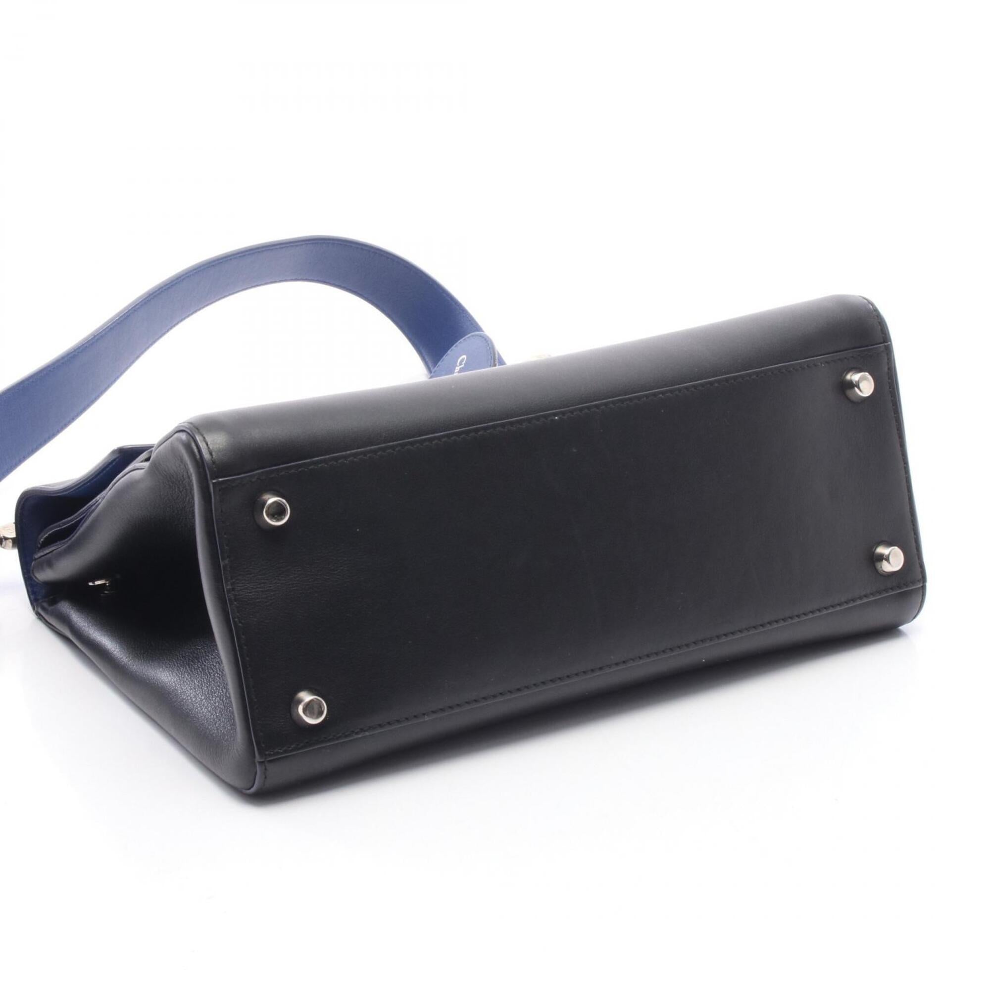 Christian Dior Black Blue Leather Handbag Shoulder Bag (Pre-Owned)