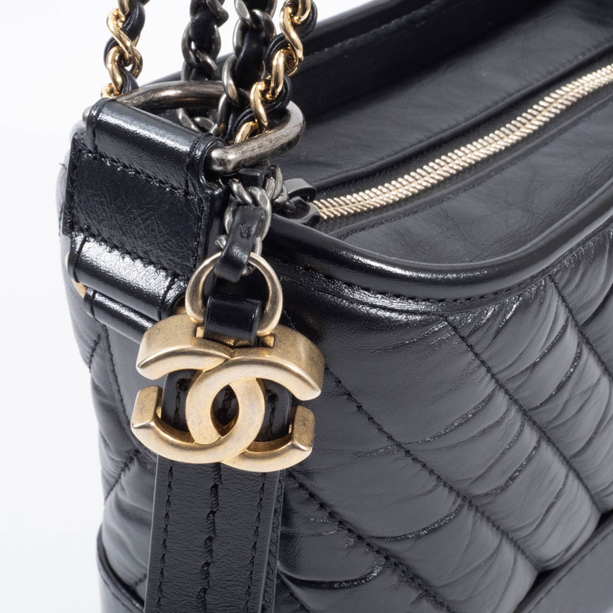 Chanel Gabriel Black Leather Shoulder Bag (Pre-Owned)