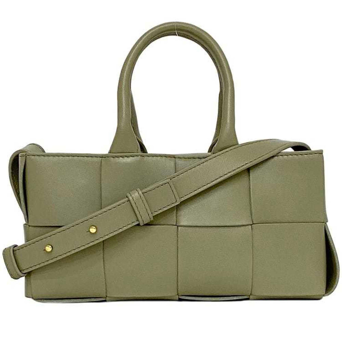 Bottega Veneta Light Green Leather Handbag Shoulder Bag (Pre-Owned)