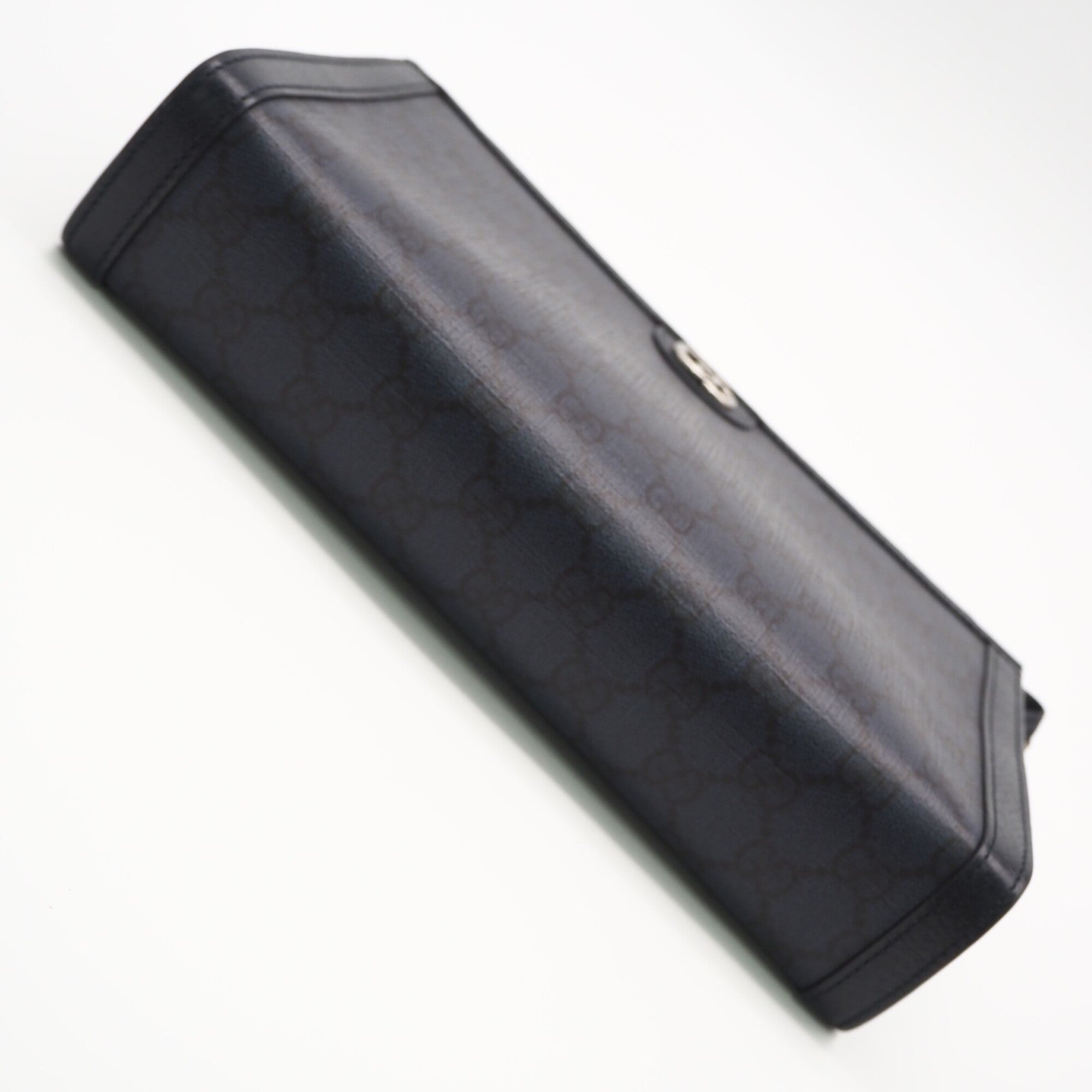 Gucci Navy Coated Canvas Leather Clutch Bag (Pre-Owned)
