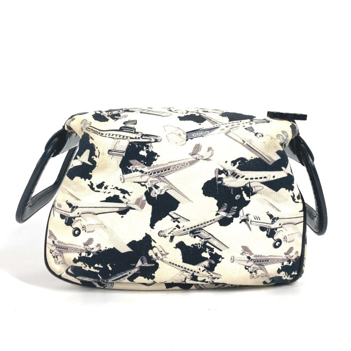 Chanel Black White Canvas Handbag (Pre-Owned)
