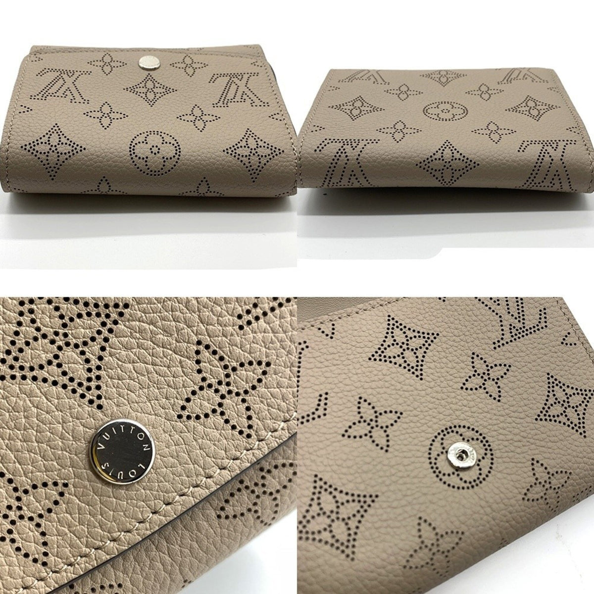 Louis Vuitton Mahina Beige Leather Wallet (Bi-Fold) (Pre-Owned)
