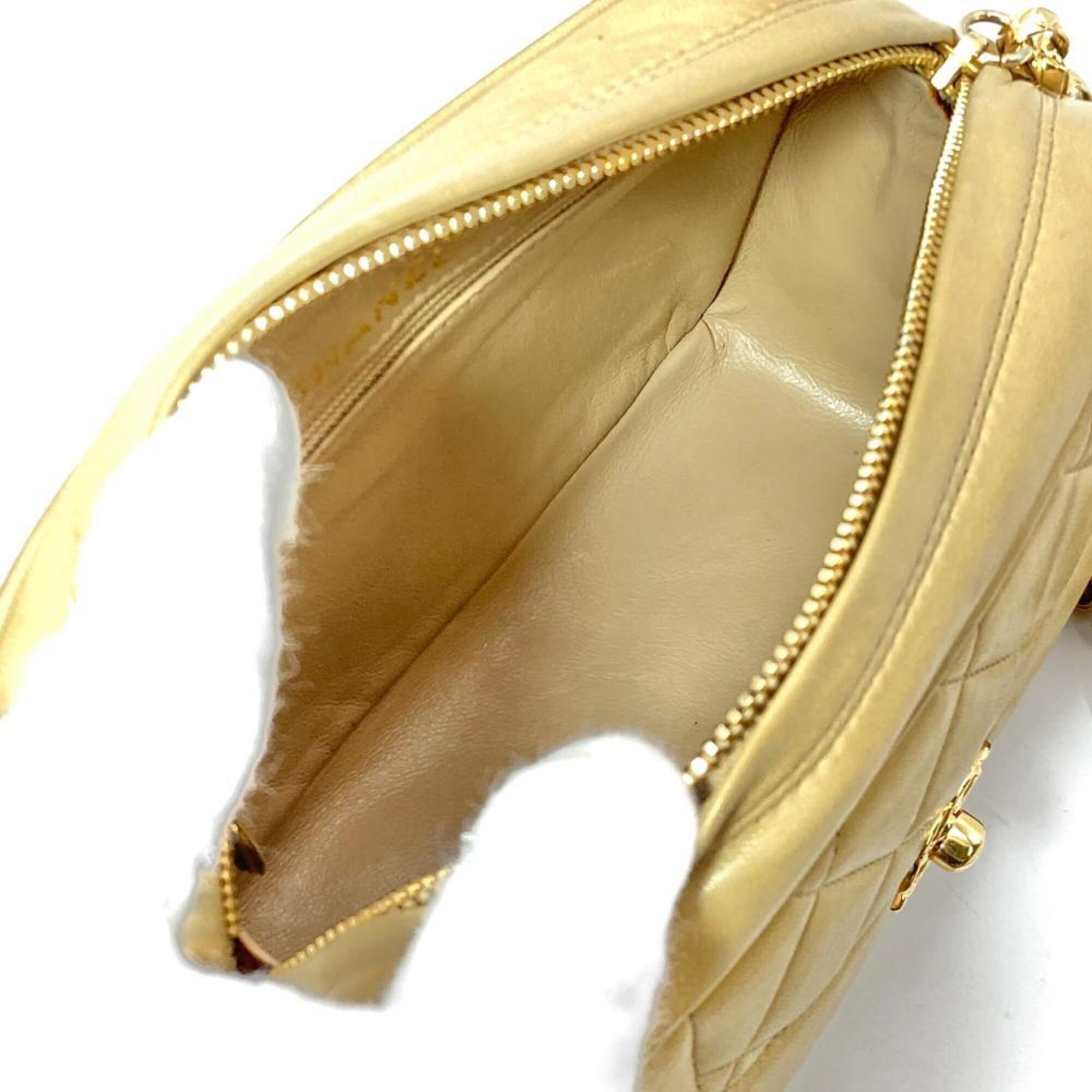 Chanel Beige Beige Gold Black Shoulder Bag (Pre-Owned)