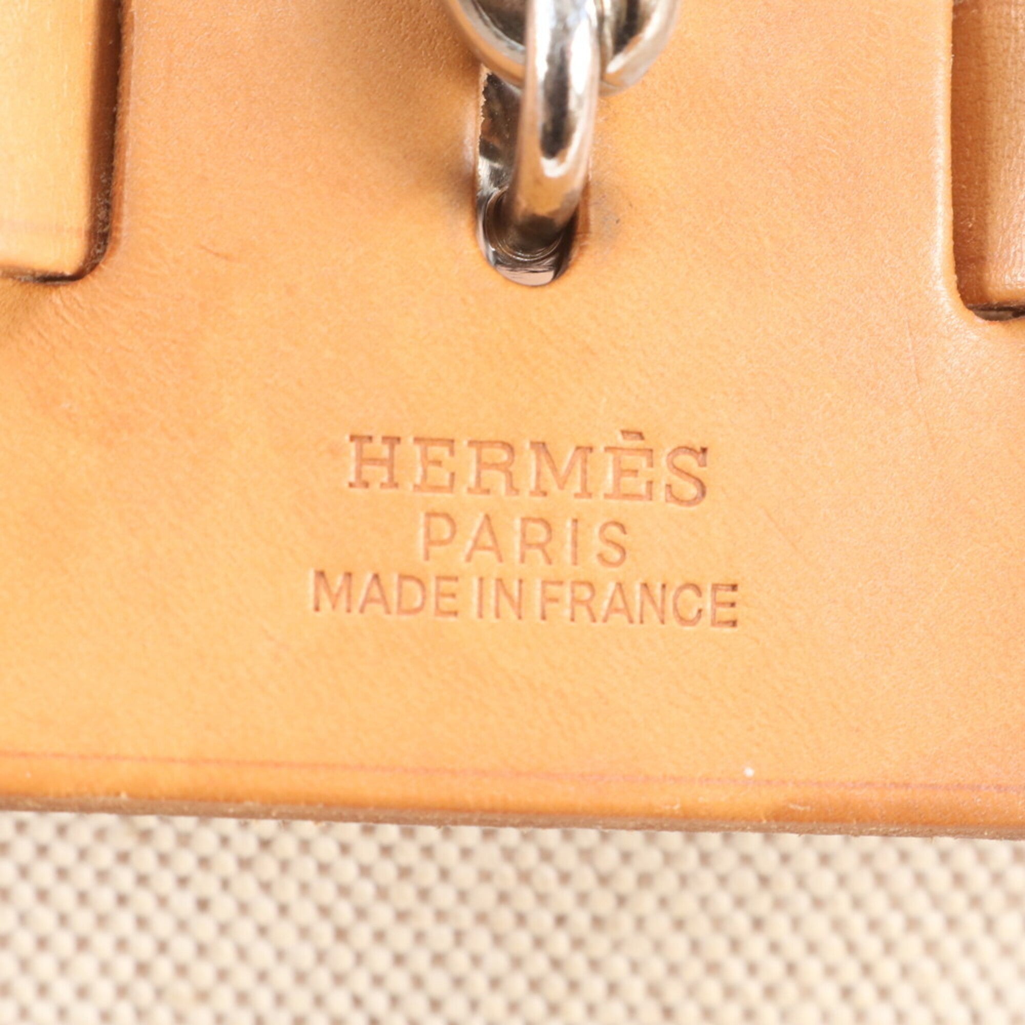 Hermes Beige Leather Canvas Backpack (Pre-Owned)