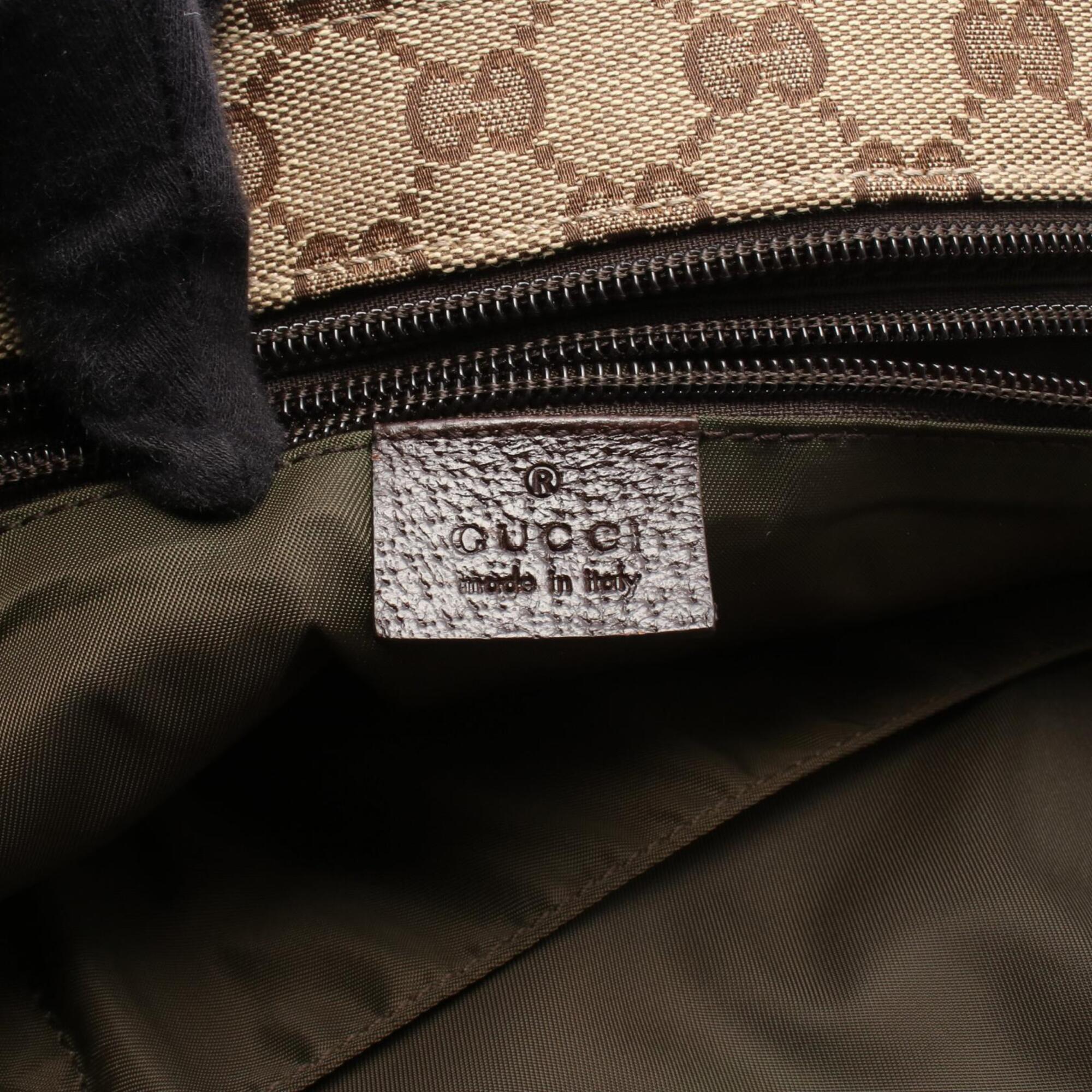 Gucci Beige Brown Multi-Color Canvas Leather Handbag Tote Bag (Pre-Owned)