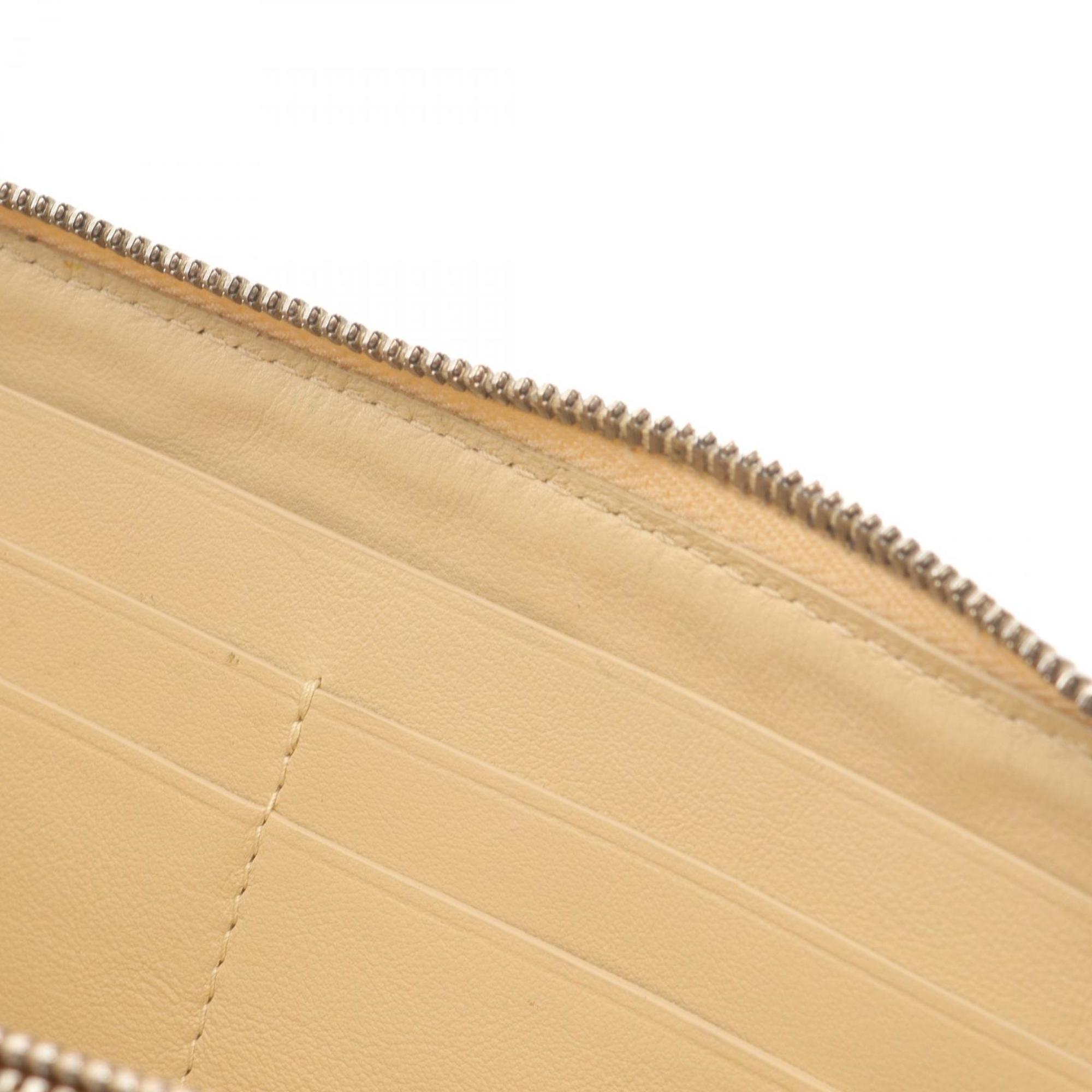 Bottega Veneta Beige Leather Long Wallet (Bi-Fold) (Pre-Owned)
