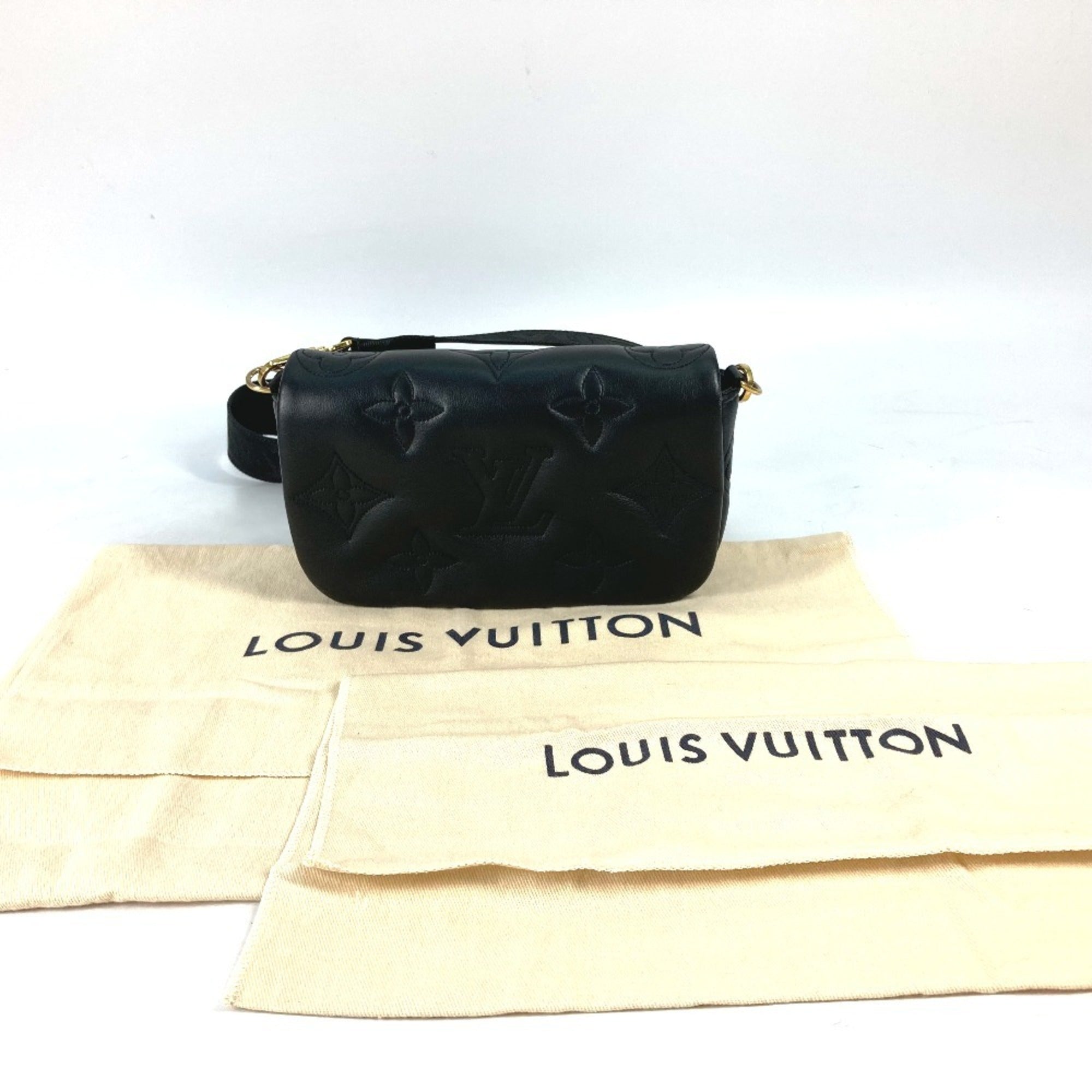Louis Vuitton Monogram Black Monogram Leather Clutch Bag Shoulder Bag (Pre-Owned)