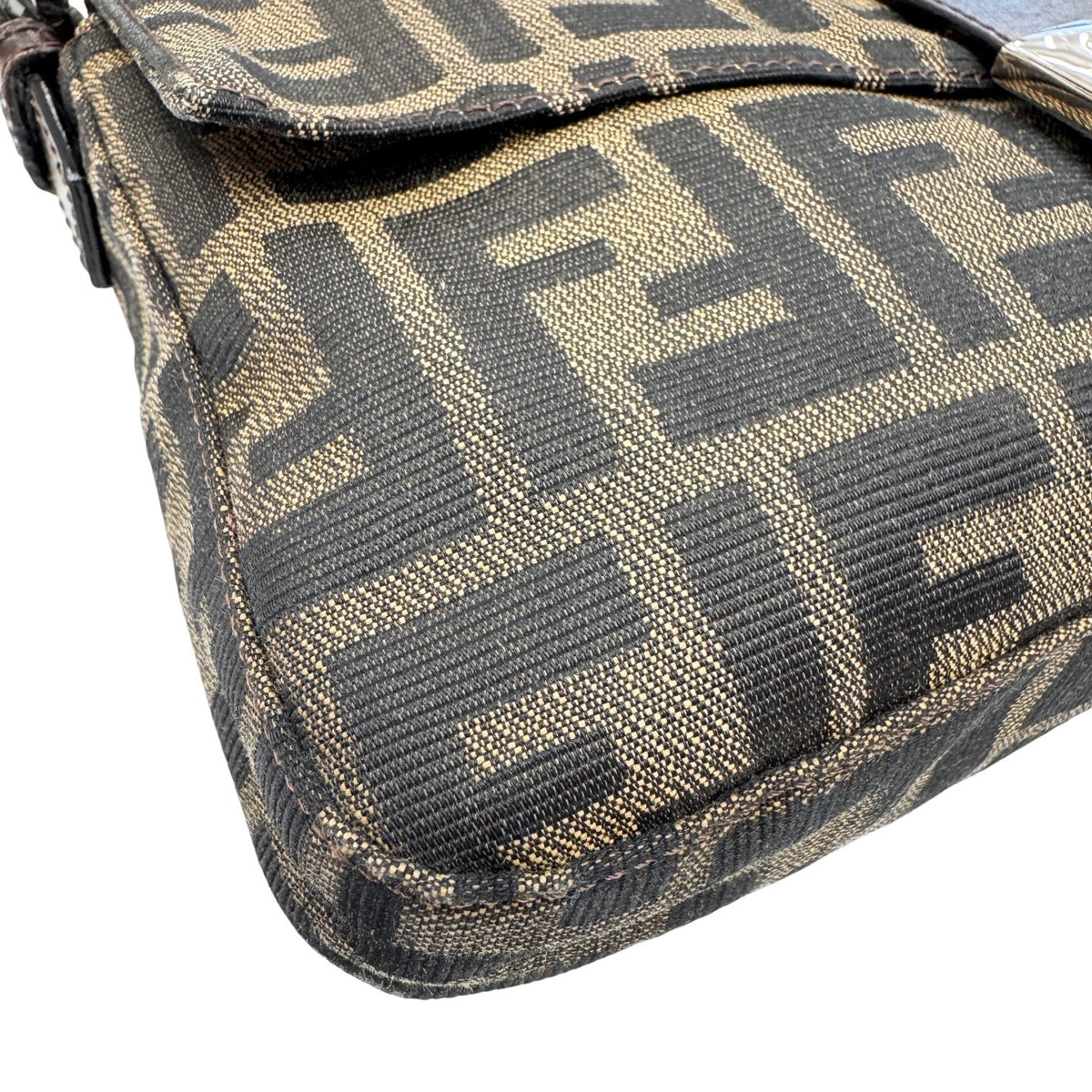 Fendi Zucca Brown Canvas Leather Handbag Pouch (Pre-Owned)