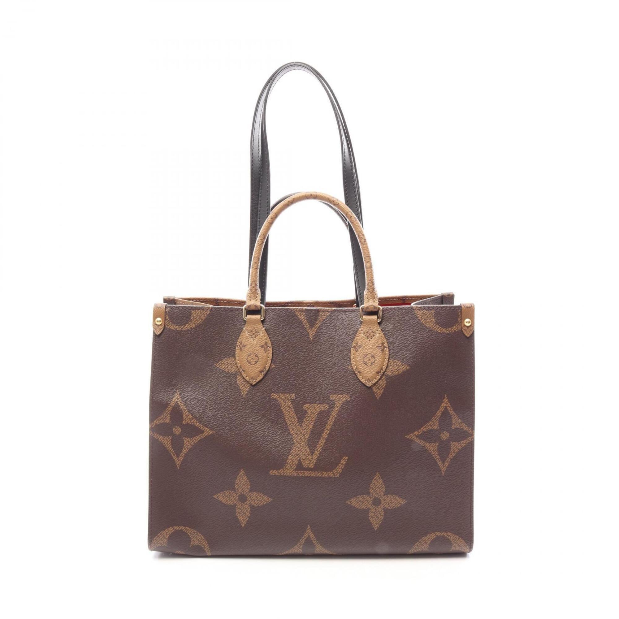 Louis Vuitton Beige Brown Coated Canvas Leather Handbag Tote Bag (Pre-Owned)
