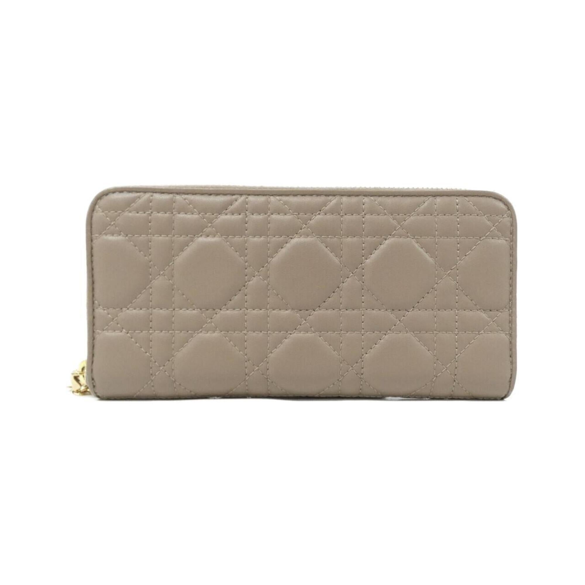Christian Dior Brown Leather Long Wallet (Bi-Fold) (Pre-Owned)