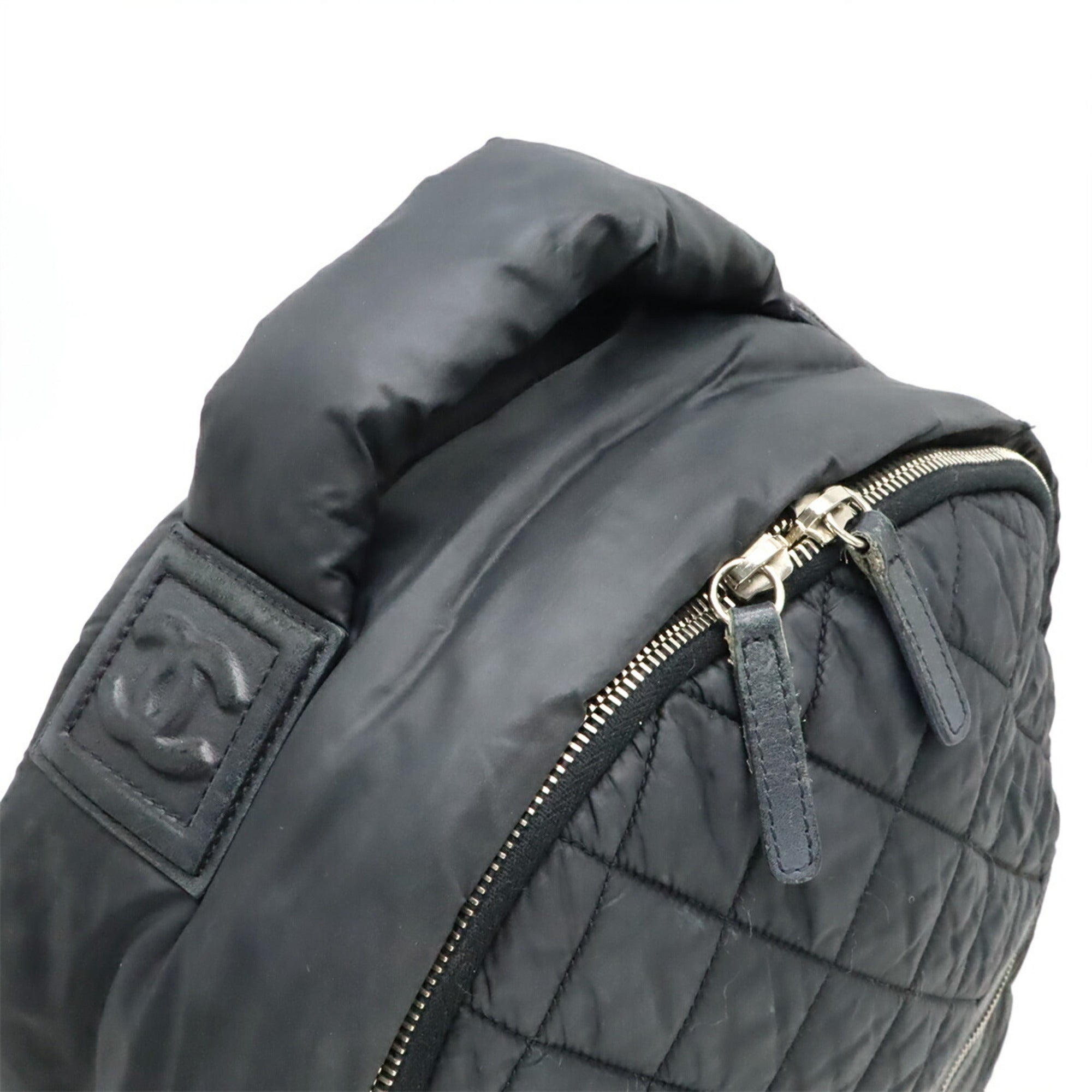 Chanel Black Bordeaux Nylon Leather Backpack (Pre-Owned)