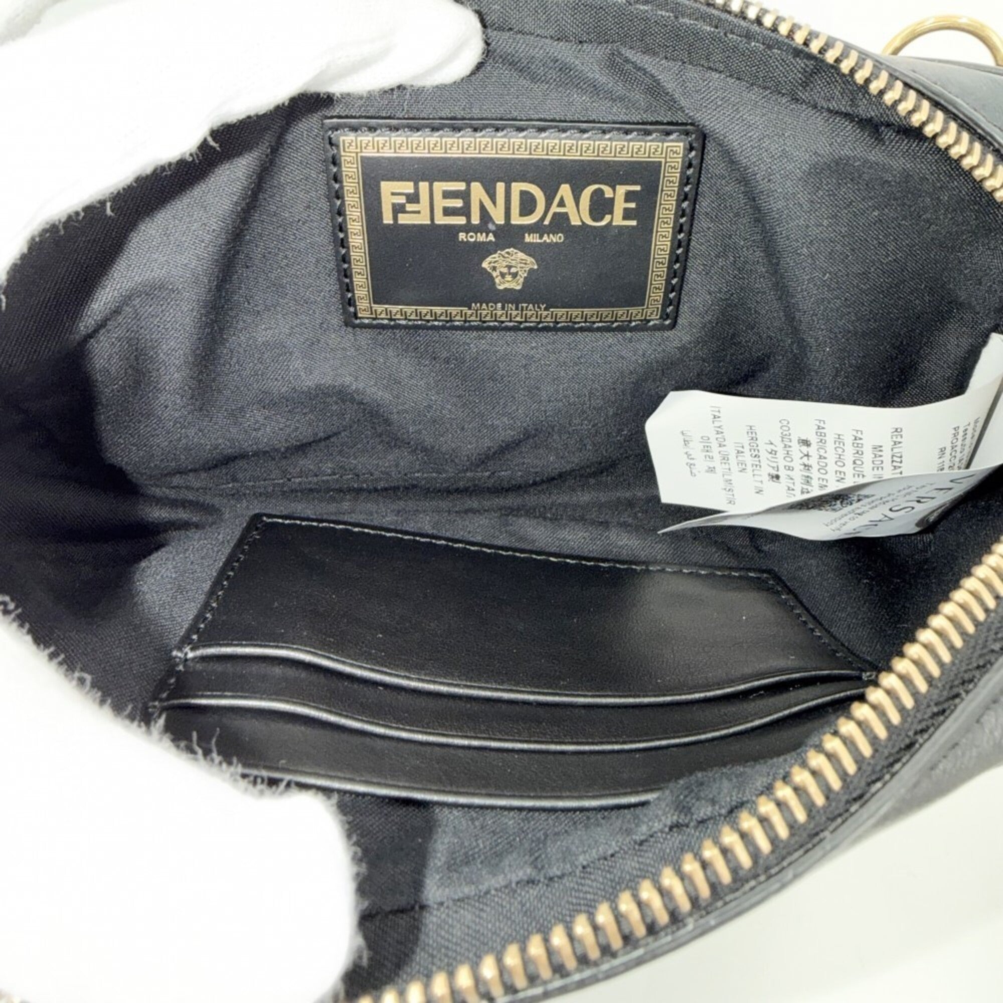 Versace Black Gold Leather Shoulder Bag (Pre-Owned)