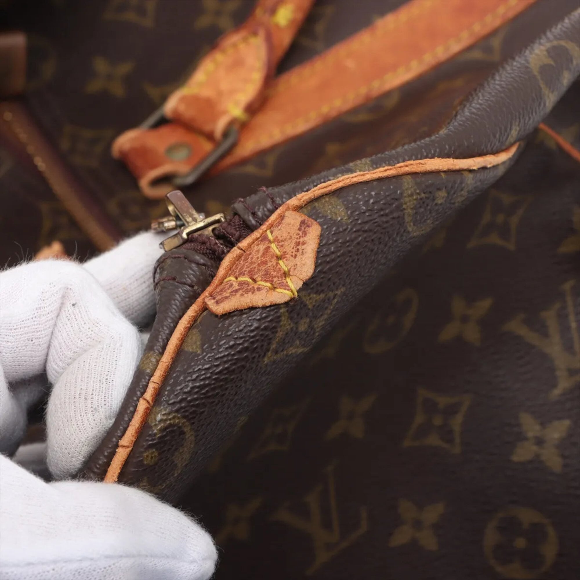 Louis Vuitton Brown Coated Canvas Leather Handbag Tote Bag (Pre-Owned)