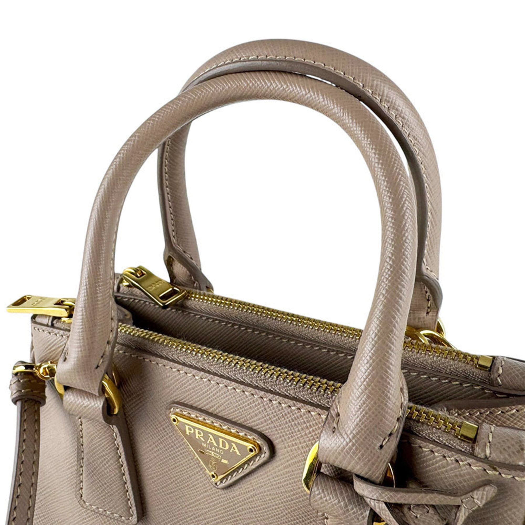 Prada Grayish Leather Handbag Shoulder Bag (Pre-Owned)