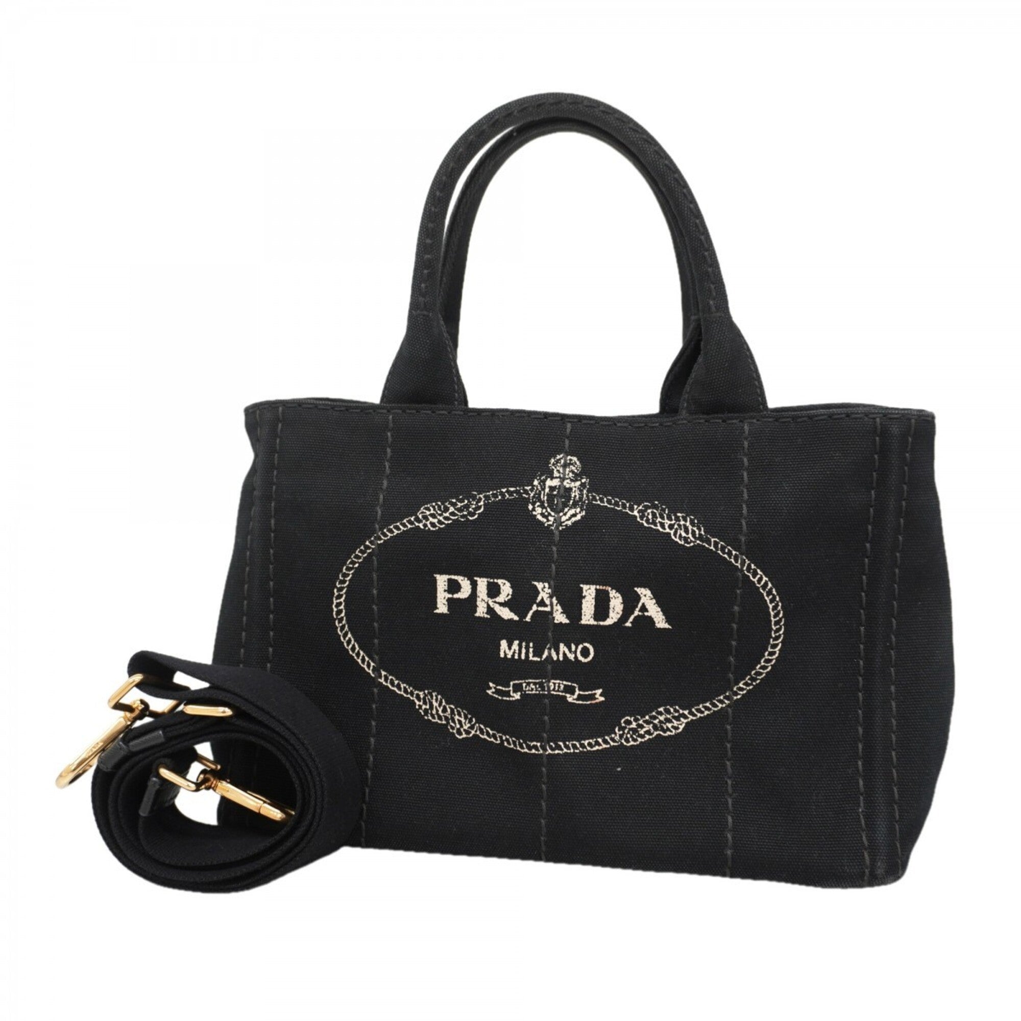 Prada Black Canvas Handbag (Pre-Owned)