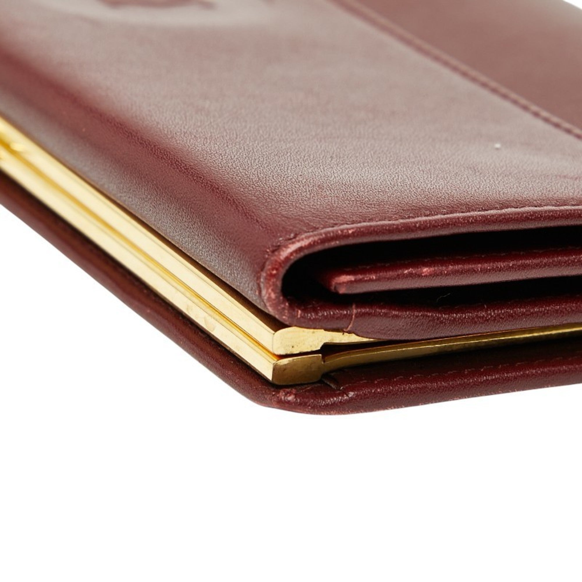 Cartier Must Wine Red Leather Long Wallet (Bi-Fold) (Pre-Owned)