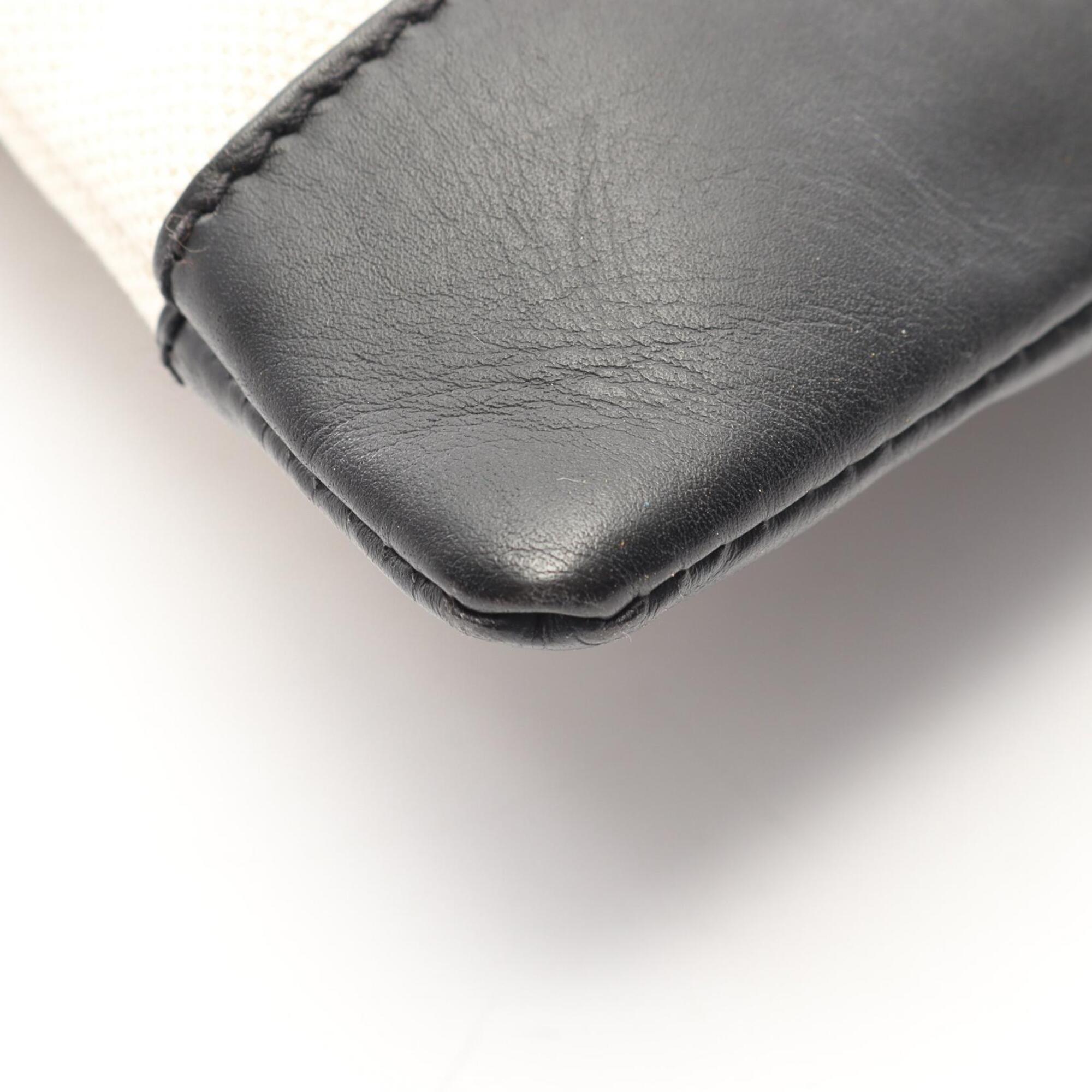 Balenciaga Black Ivory Canvas Leather Clutch Bag (Pre-Owned)