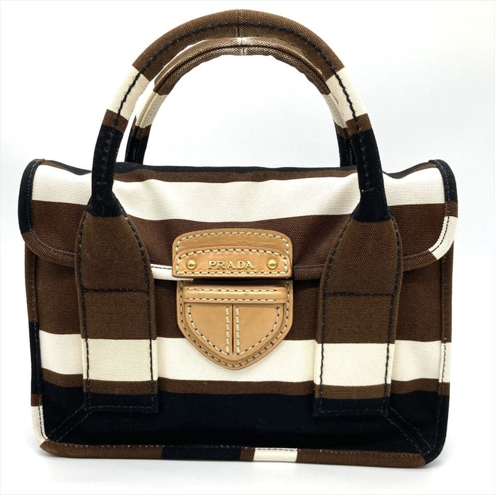 Prada Brown Multi-Color Canvas Handbag (Pre-Owned)