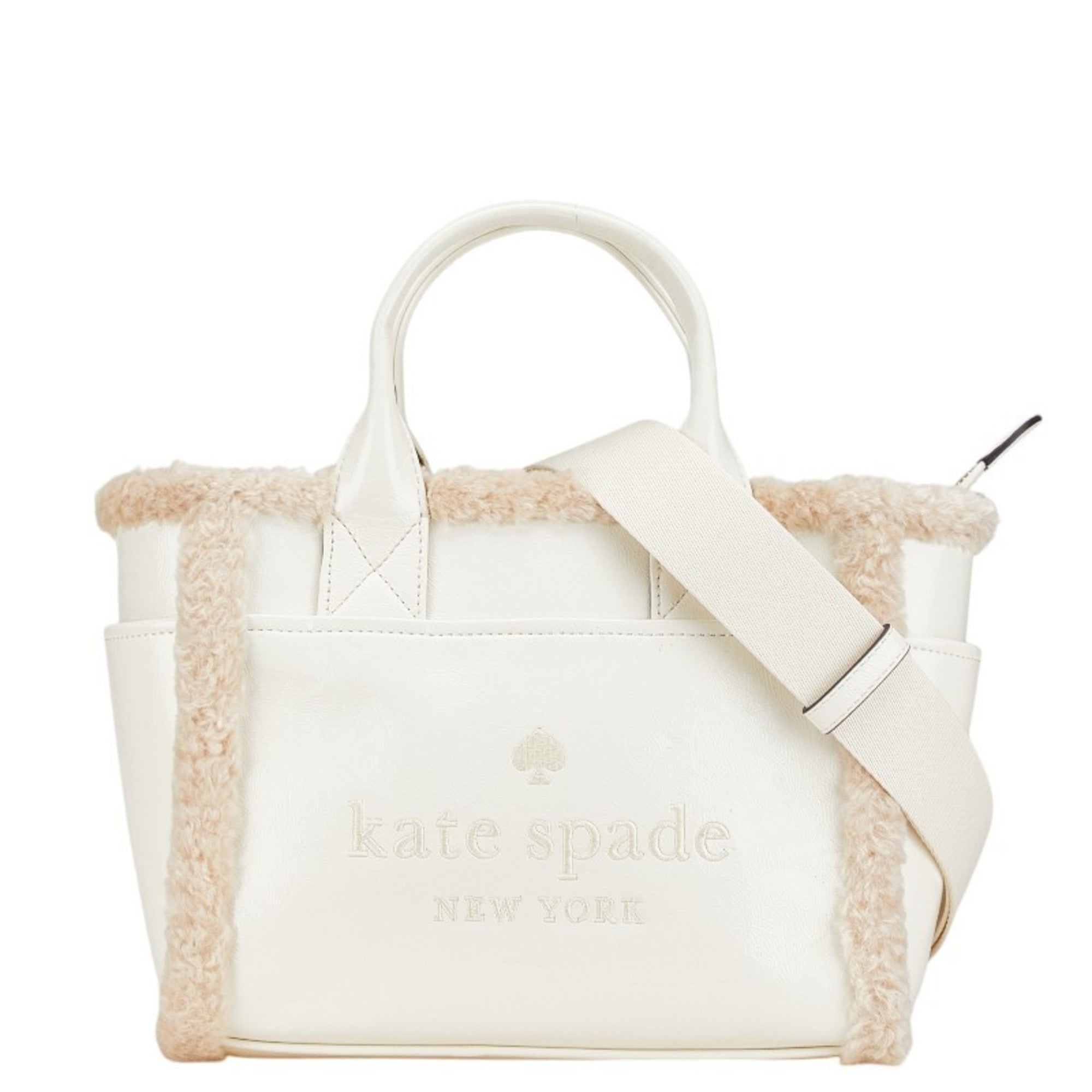Kate Spade White Faux Fur Elastane Leather Handbag Shoulder Bag (Pre-Owned)