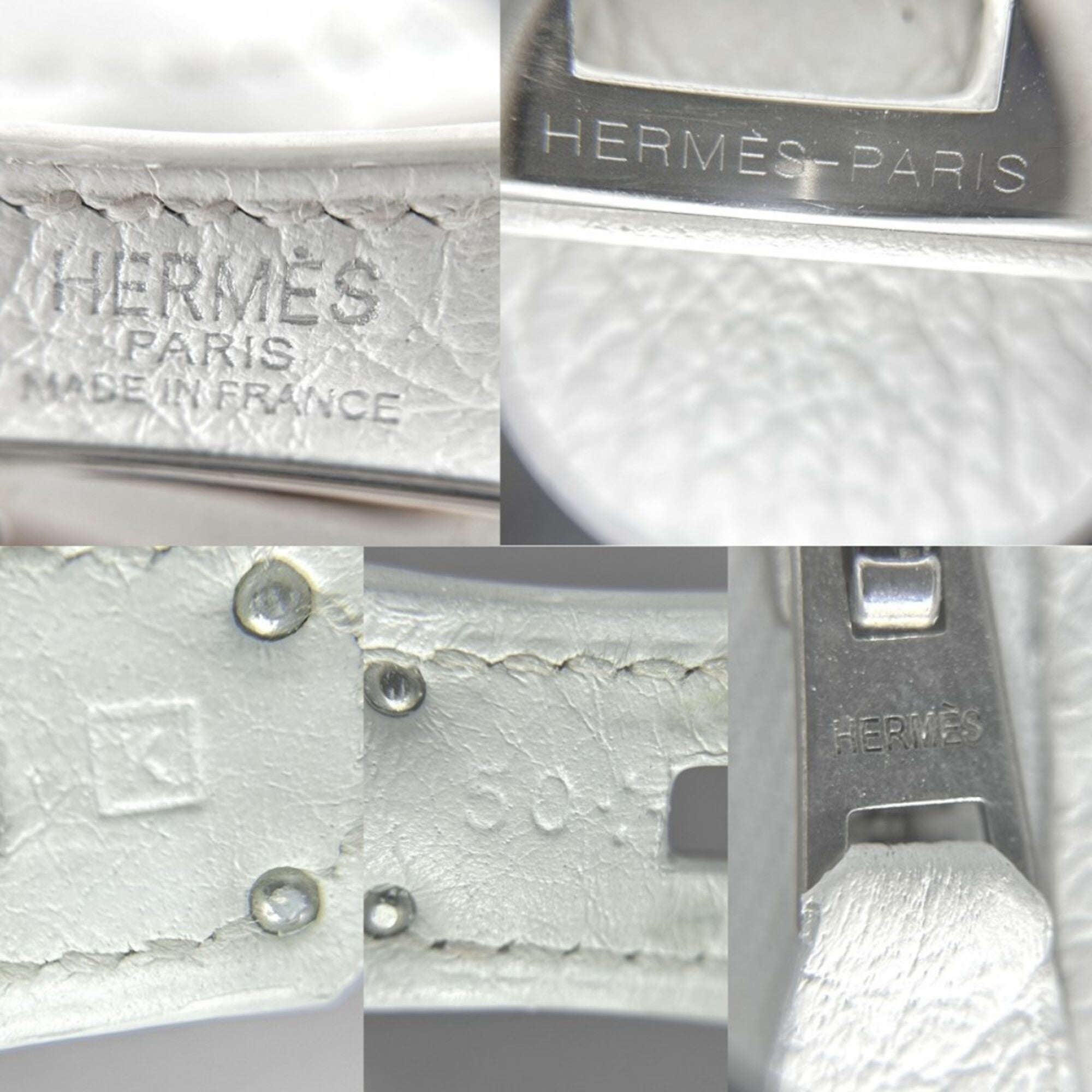 Hermes Kelly White Taurillon Clemence Leather Handbag Shoulder Bag (Pre-Owned)