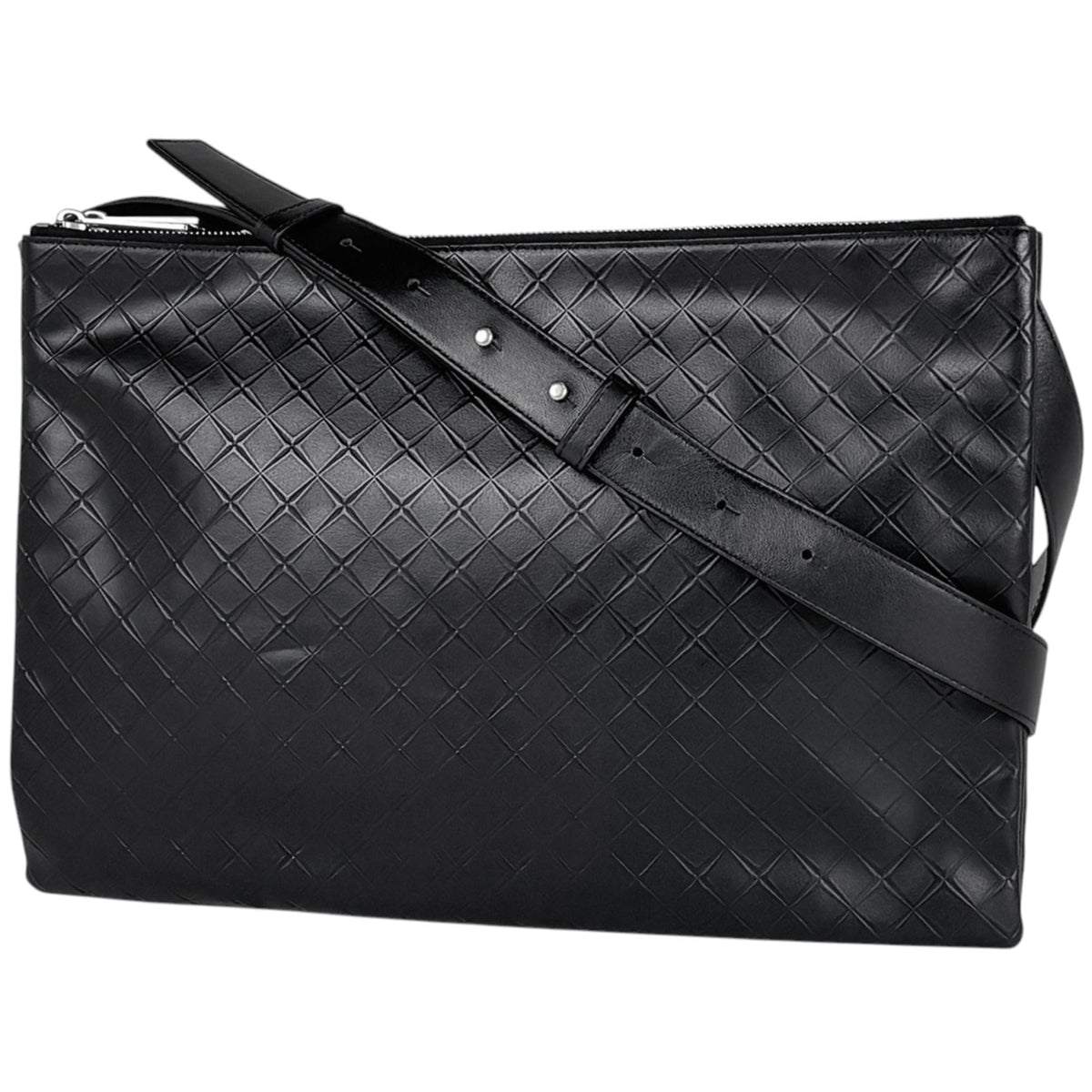 Bottega Veneta Black Leather Clutch Bag Messenger Bag Shoulder Bag (Pre-Owned)