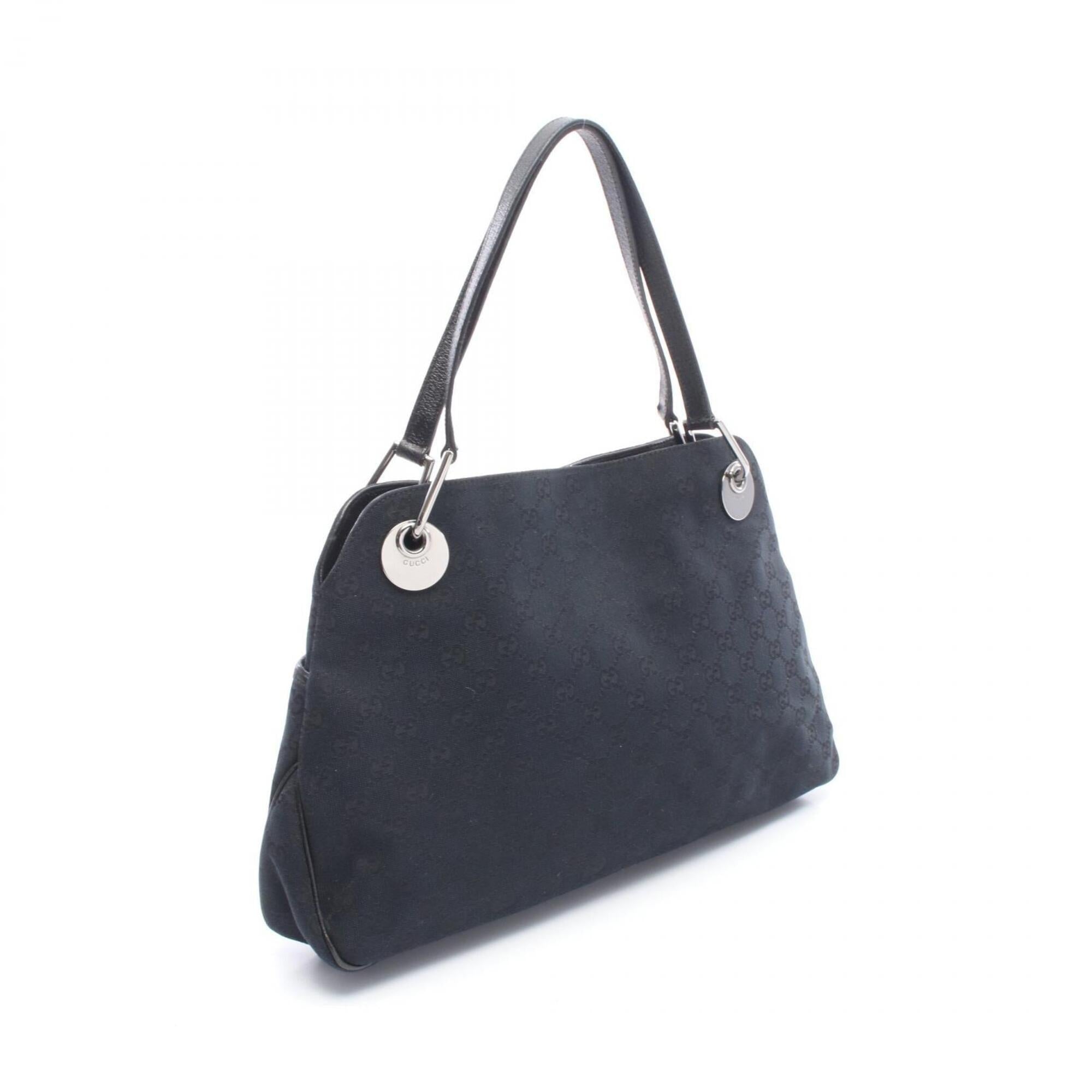 Gucci Black Canvas Leather Handbag Shoulder Bag (Pre-Owned)