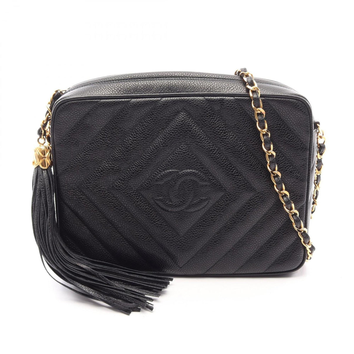 Chanel Black Grained Calfskin Handbag Shoulder Bag (Pre-Owned)