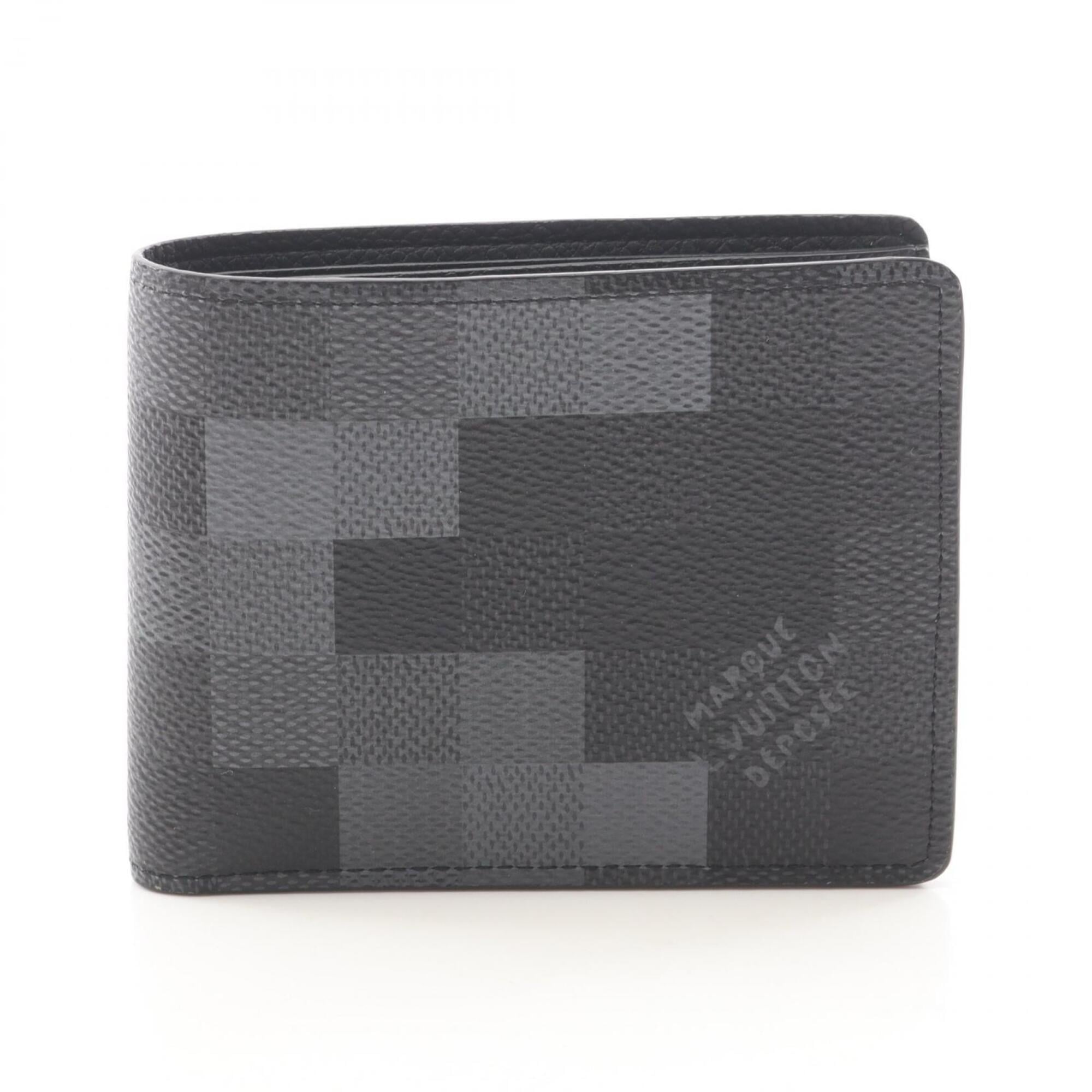Louis Vuitton Black Gray Noir Coated Canvas Pvc Bill Wallet (Bi-Fold) (Pre-Owned)