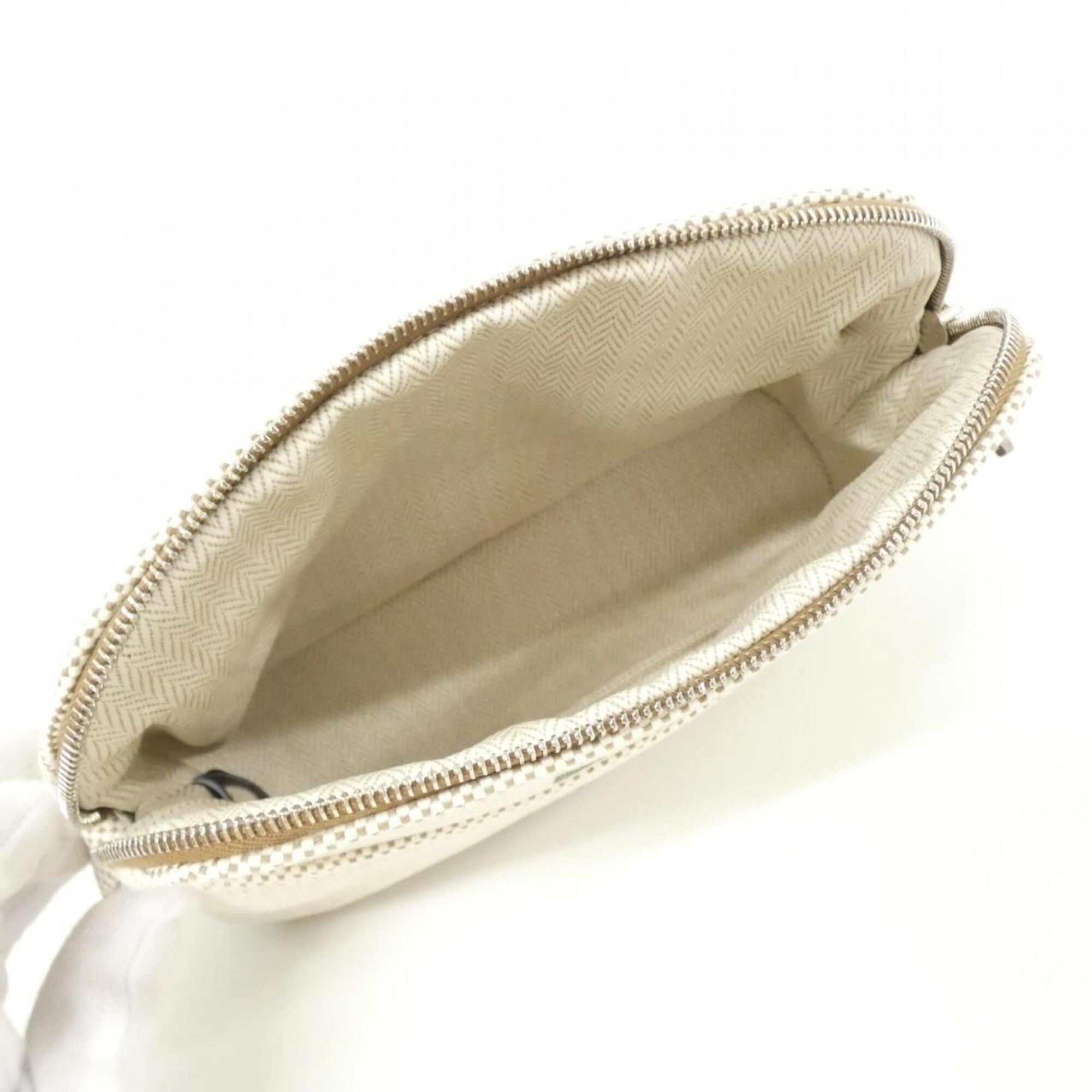 Hermes Grayish Canvas Handbag Pouch (Pre-Owned)