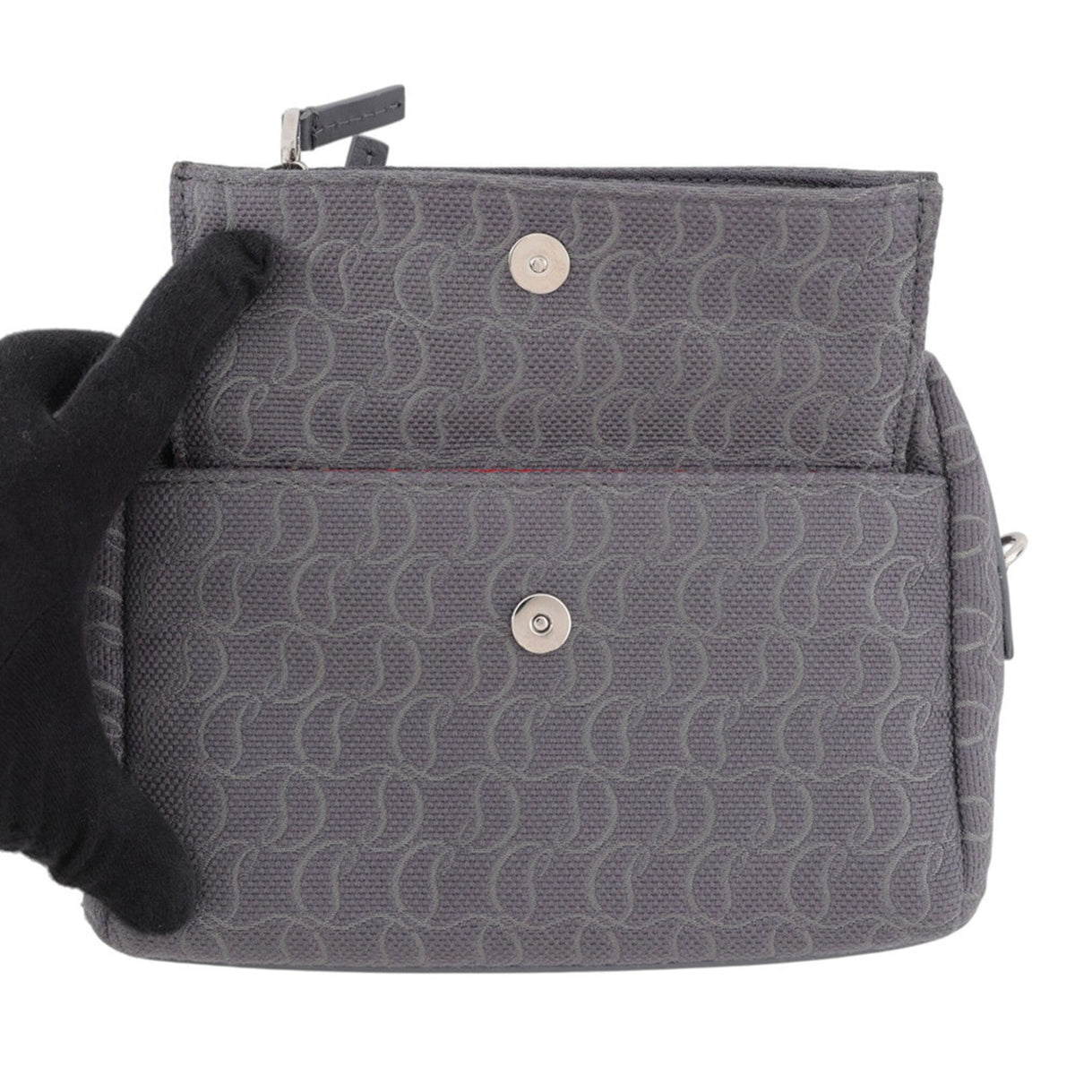 Christian Louboutin Gray Canvas Leather Shoulder Bag (Pre-Owned)