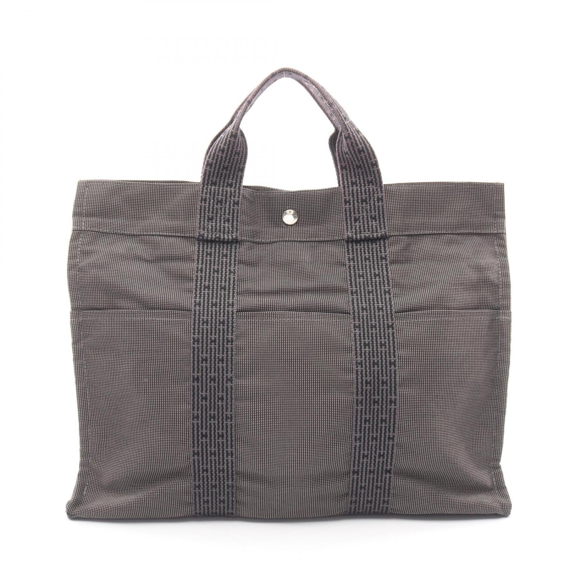 Hermes Gray Nylon Canvas Handbag Tote Bag (Pre-Owned)