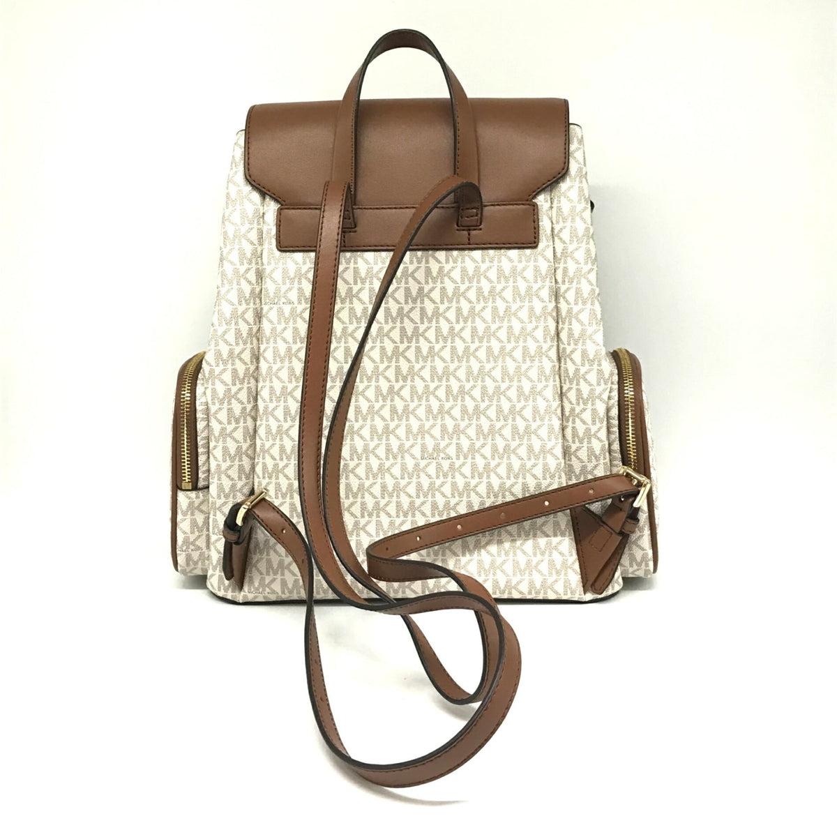 Michael Kors Brown Ivory Pvc Backpack (Pre-Owned)