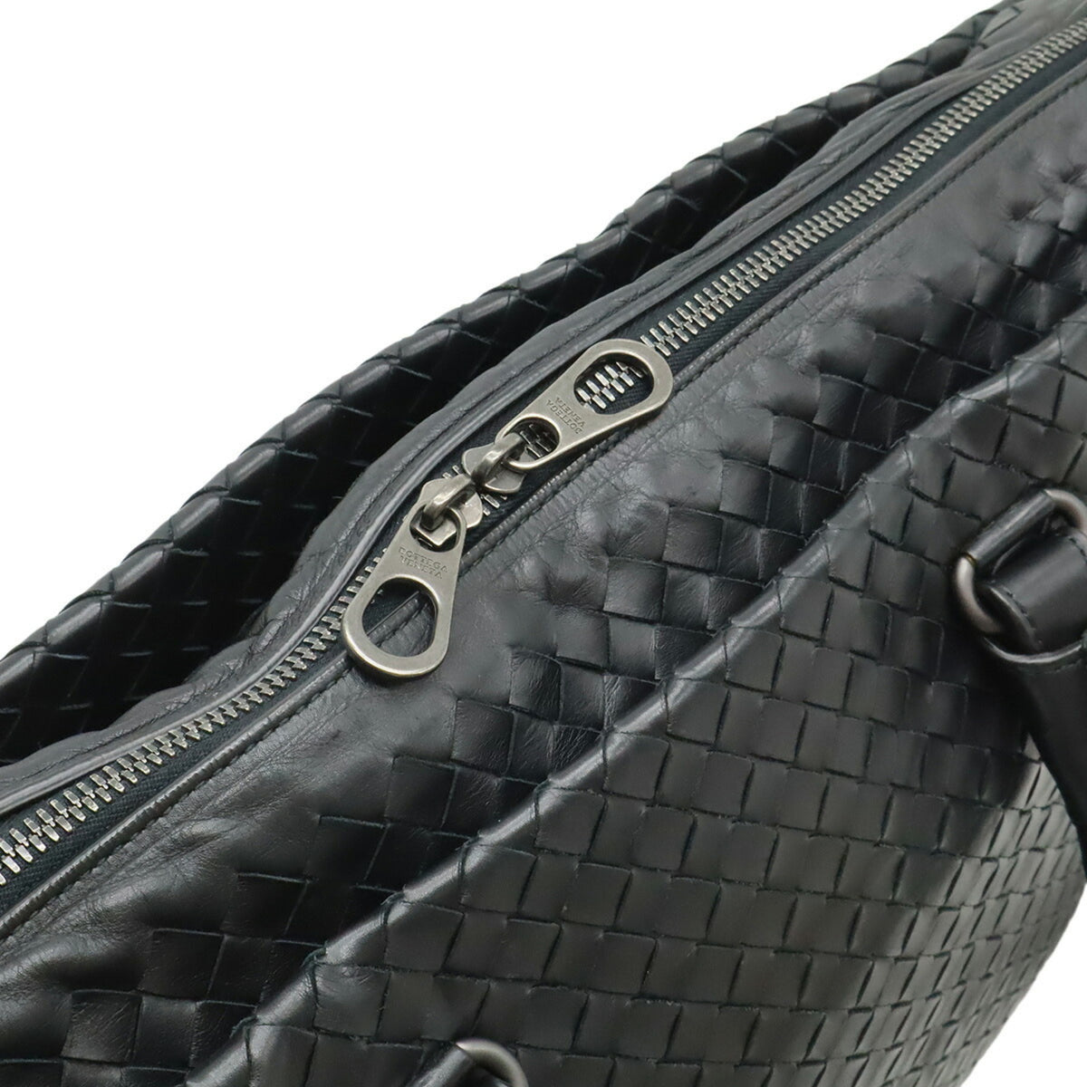 Bottega Veneta Intrecciato Black Leather Handbag Shoulder Bag (Pre-Owned)