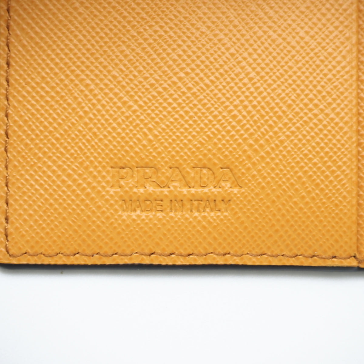 Prada Orange Saffiano Triangle Wallet (Bi-Fold) (Pre-Owned)