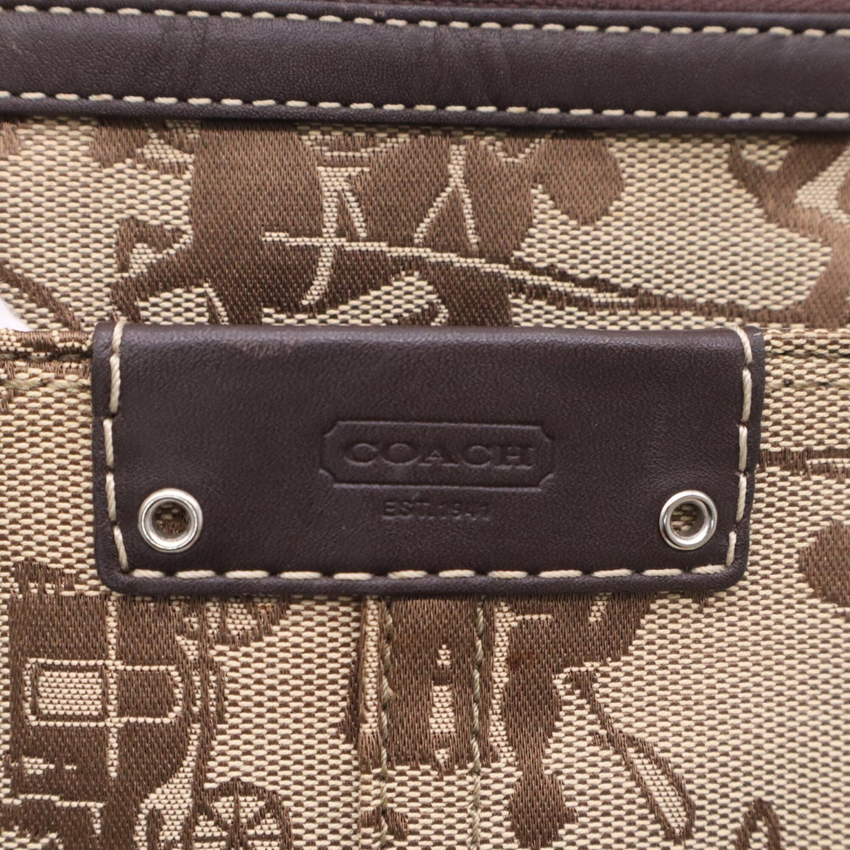 Coach Beige Brown Canvas Leather Shoulder Bag (Pre-Owned)