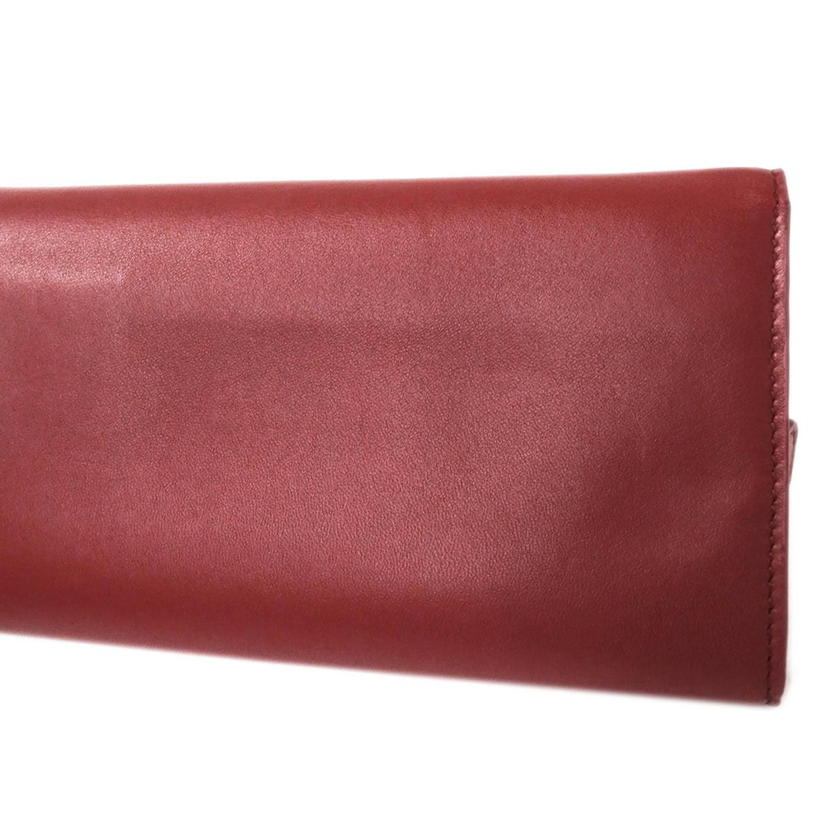 Bottega Veneta Pink Red Color Leather Long Wallet (Bi-Fold) (Pre-Owned)