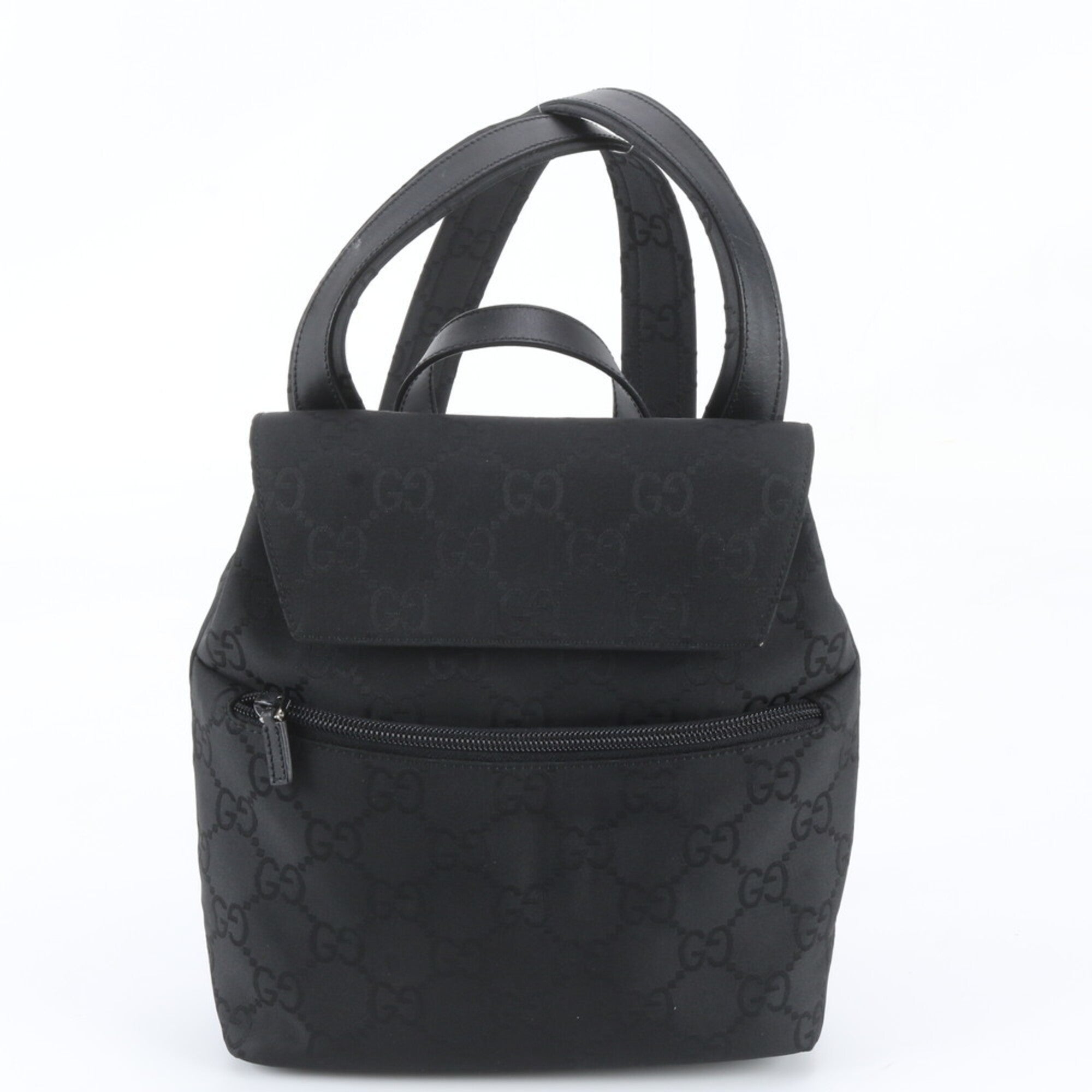 Gucci Black Leather Nylon Backpack Shoulder Bag (Pre-Owned)