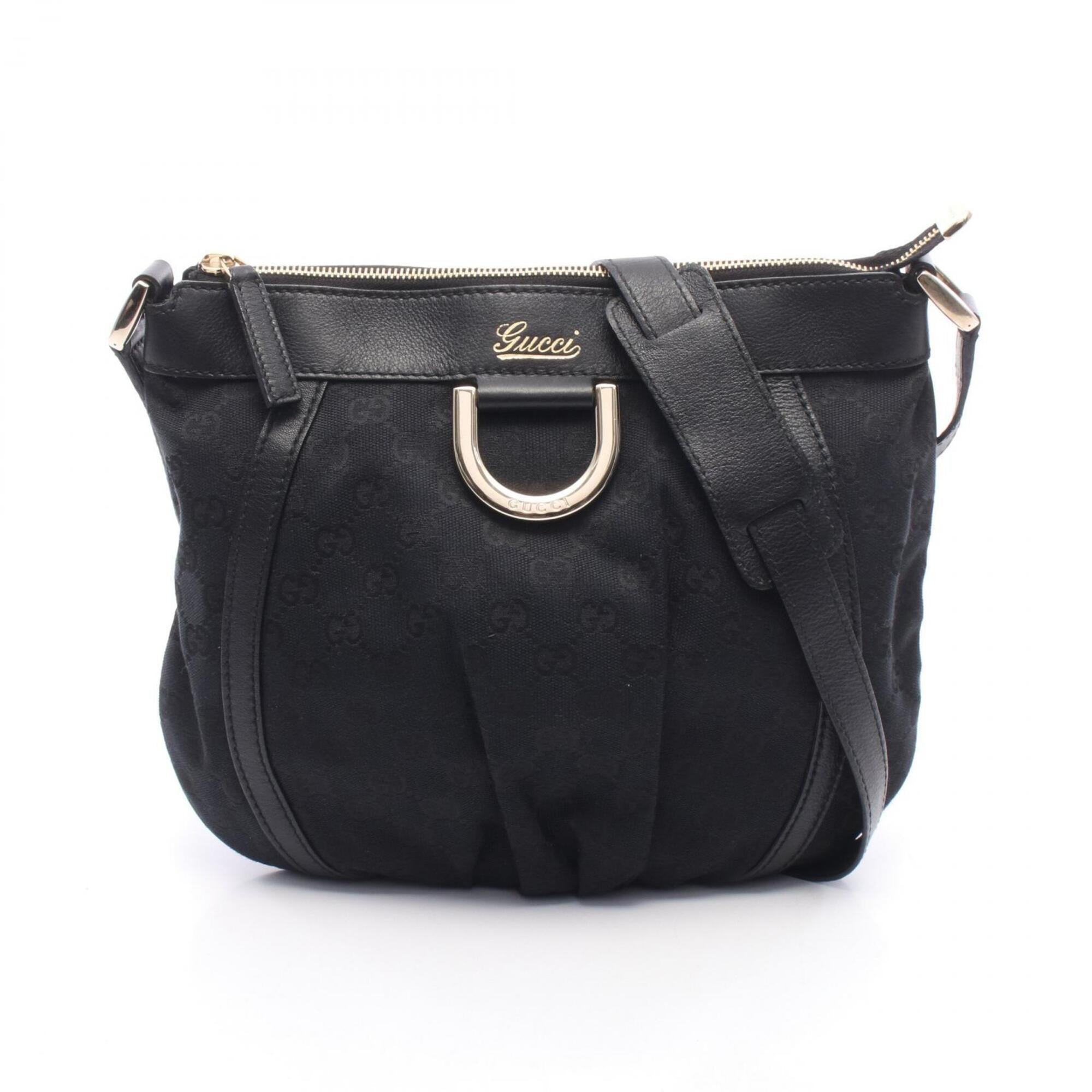 Gucci Black Canvas Leather Handbag Shoulder Bag (Pre-Owned)