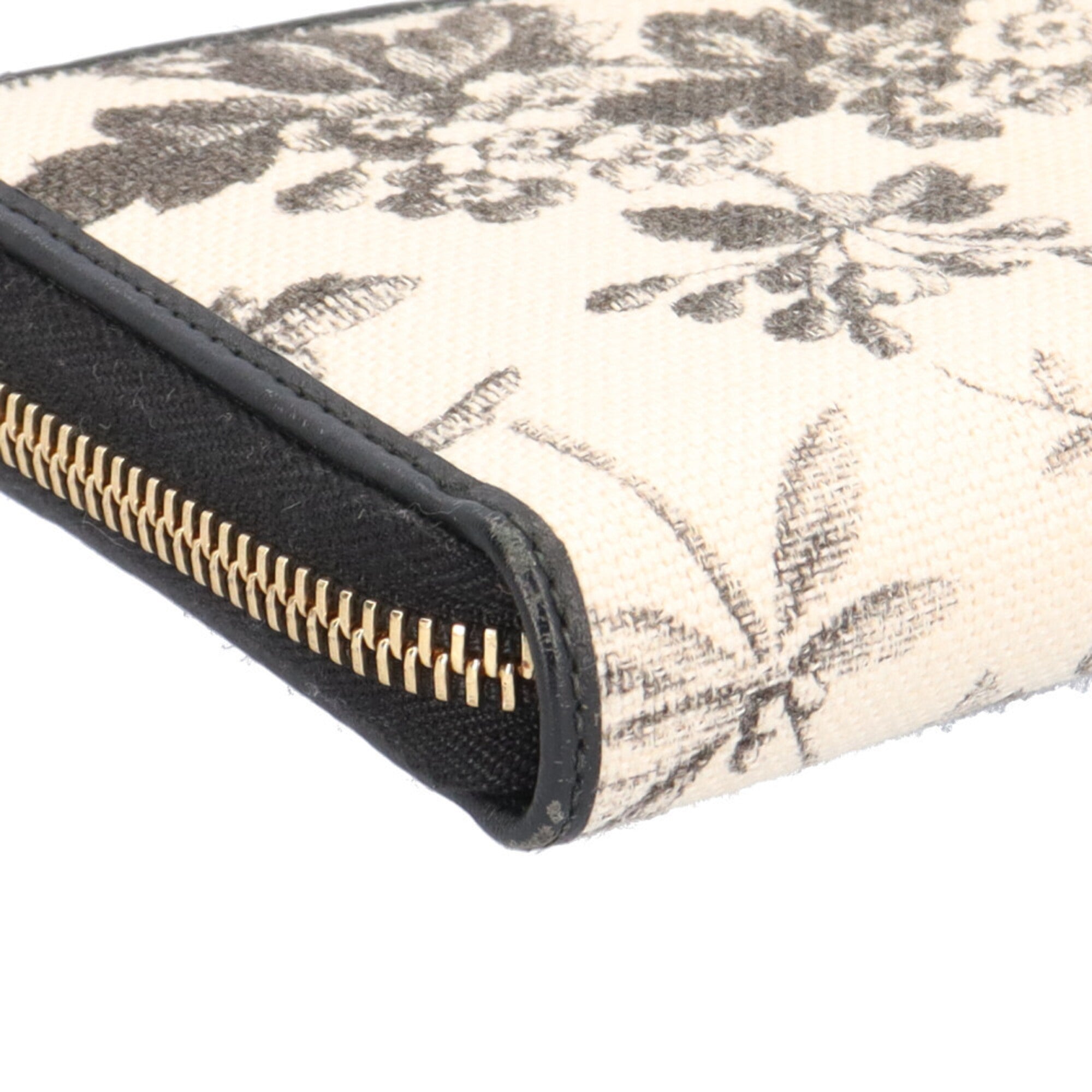 Gucci Beige Black Canvas Long Wallet (Bi-Fold) (Pre-Owned)